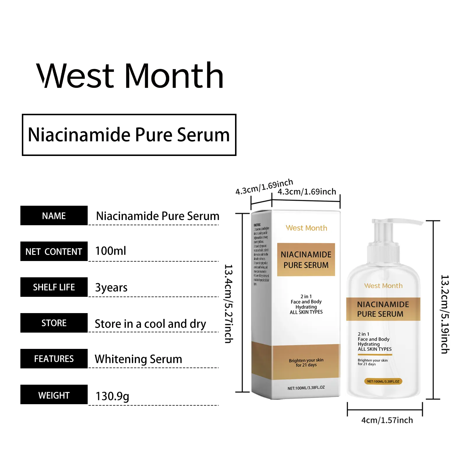 Hydrating Niacinamide Essence Brightening Facial Care West&Month 1 niacinamide essence hydrate moisturize brighten West Month 144 2909