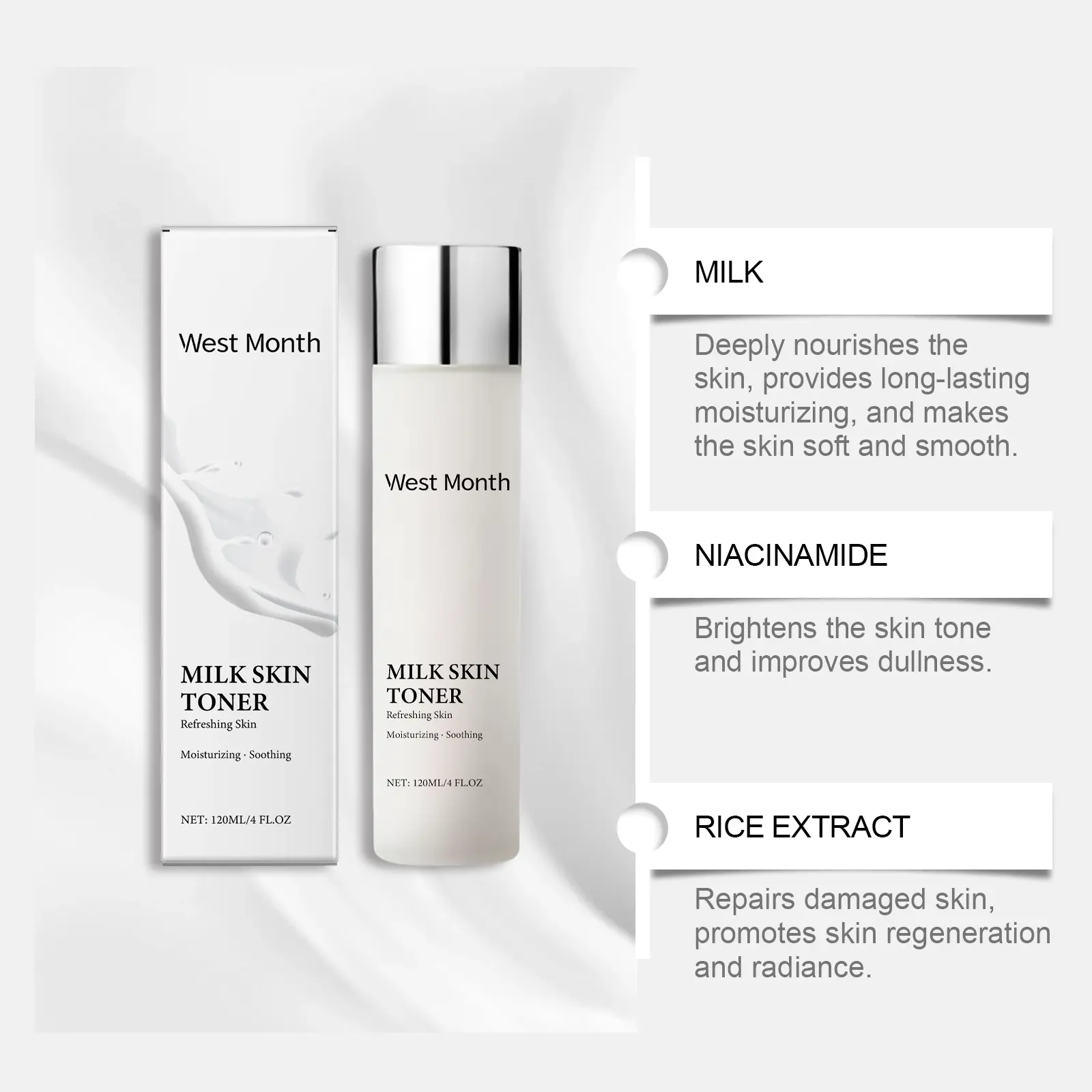Niacinamide Toner for Hydrating & Brightening Skin - West&Month 5 niacinamide toner nourish protect brighten West Month 106 2451