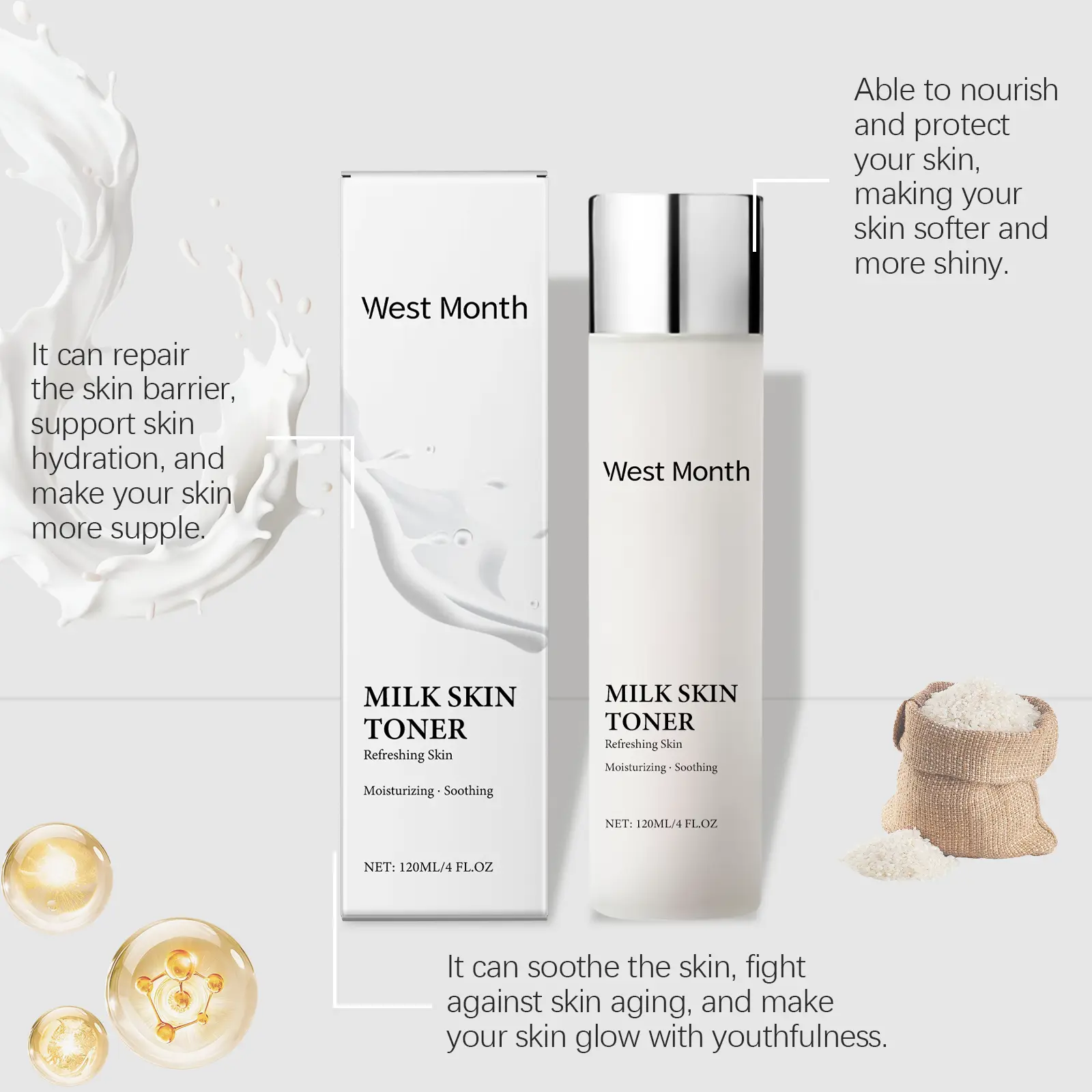 Niacinamide Toner for Hydrating & Brightening Skin - West&Month 6 niacinamide toner nourish protect brighten West Month 106 2452