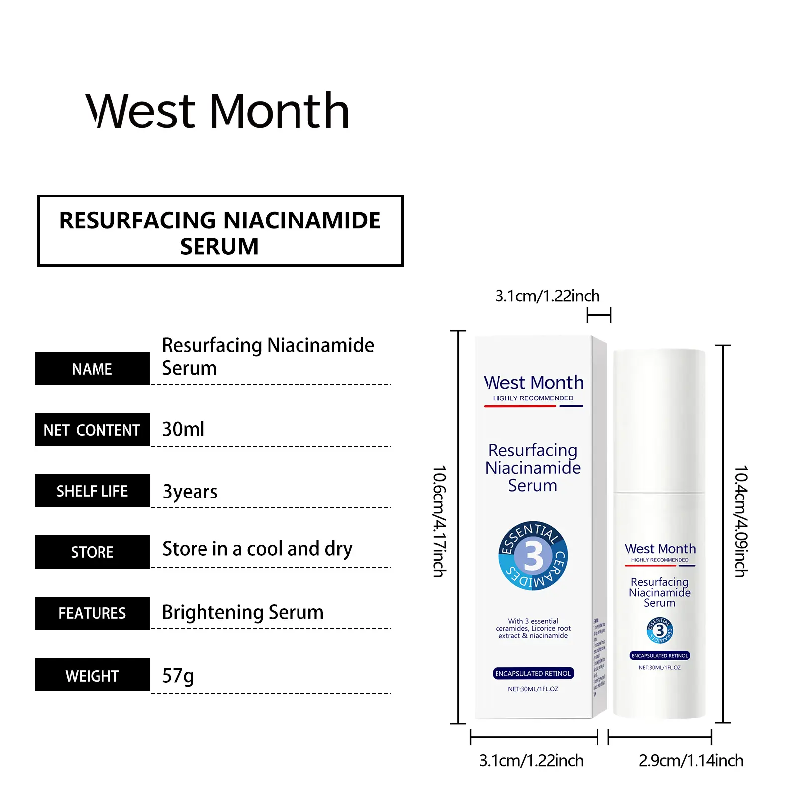 Niacinamide Essence Emulsion Hydrating & Brightening Moisturizer - West&Month 1 nicotinamide emulsion hydrate moisturize brighten West Month 547 8319