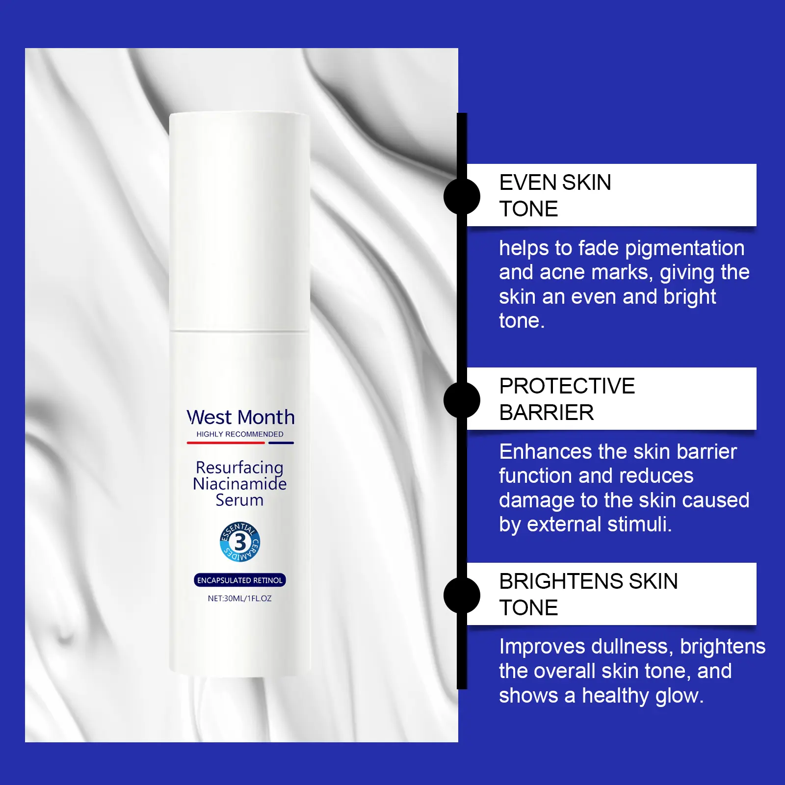 Niacinamide Essence Emulsion Hydrating & Brightening Moisturizer - West&Month 8 nicotinamide emulsion hydrate moisturize brighten West Month 547 8321