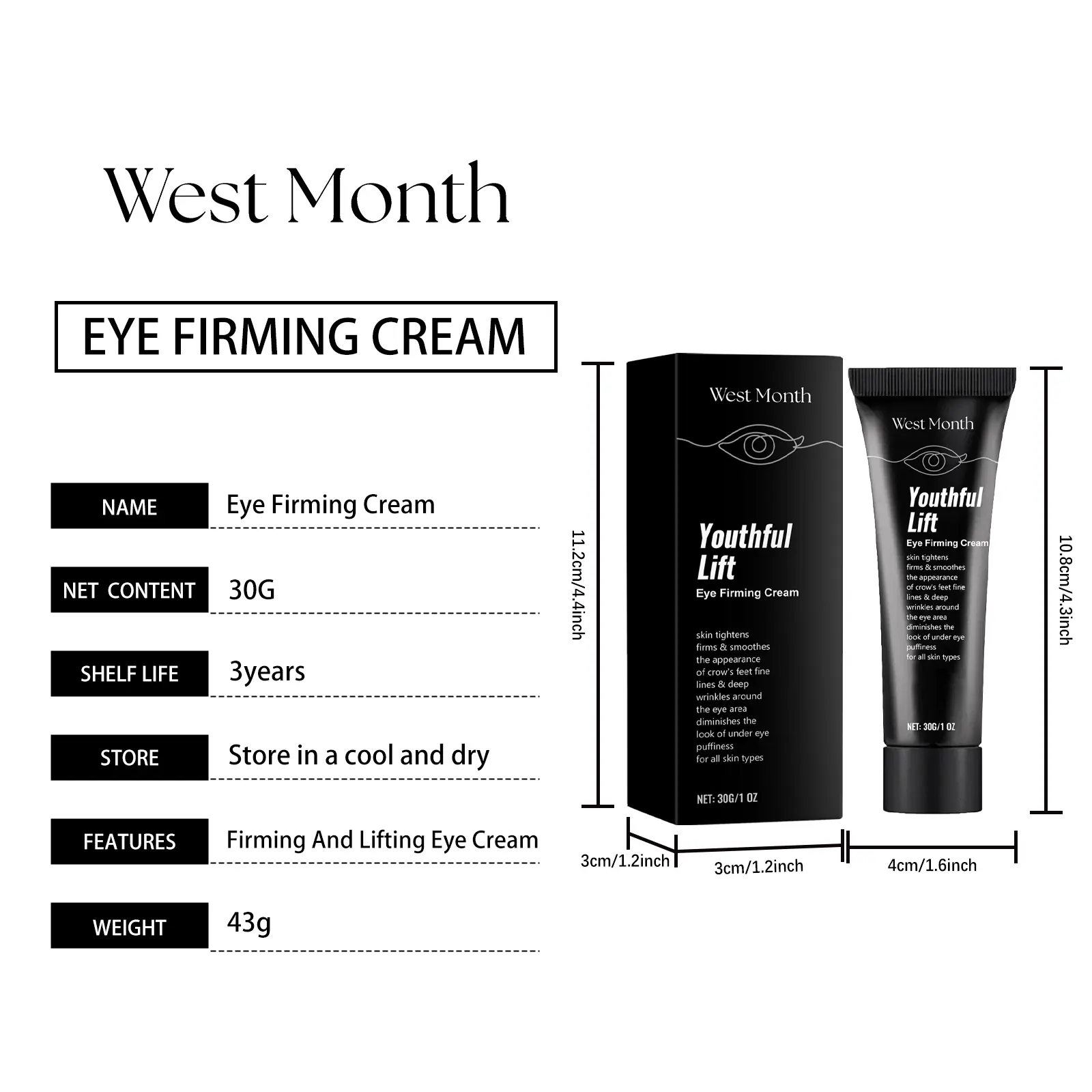 Nourishing Repair Eye Cream - Firming & Moisturizing - West&Month 1 nourishing eye cream gentle firm moisturize elastic West Month 493 7549