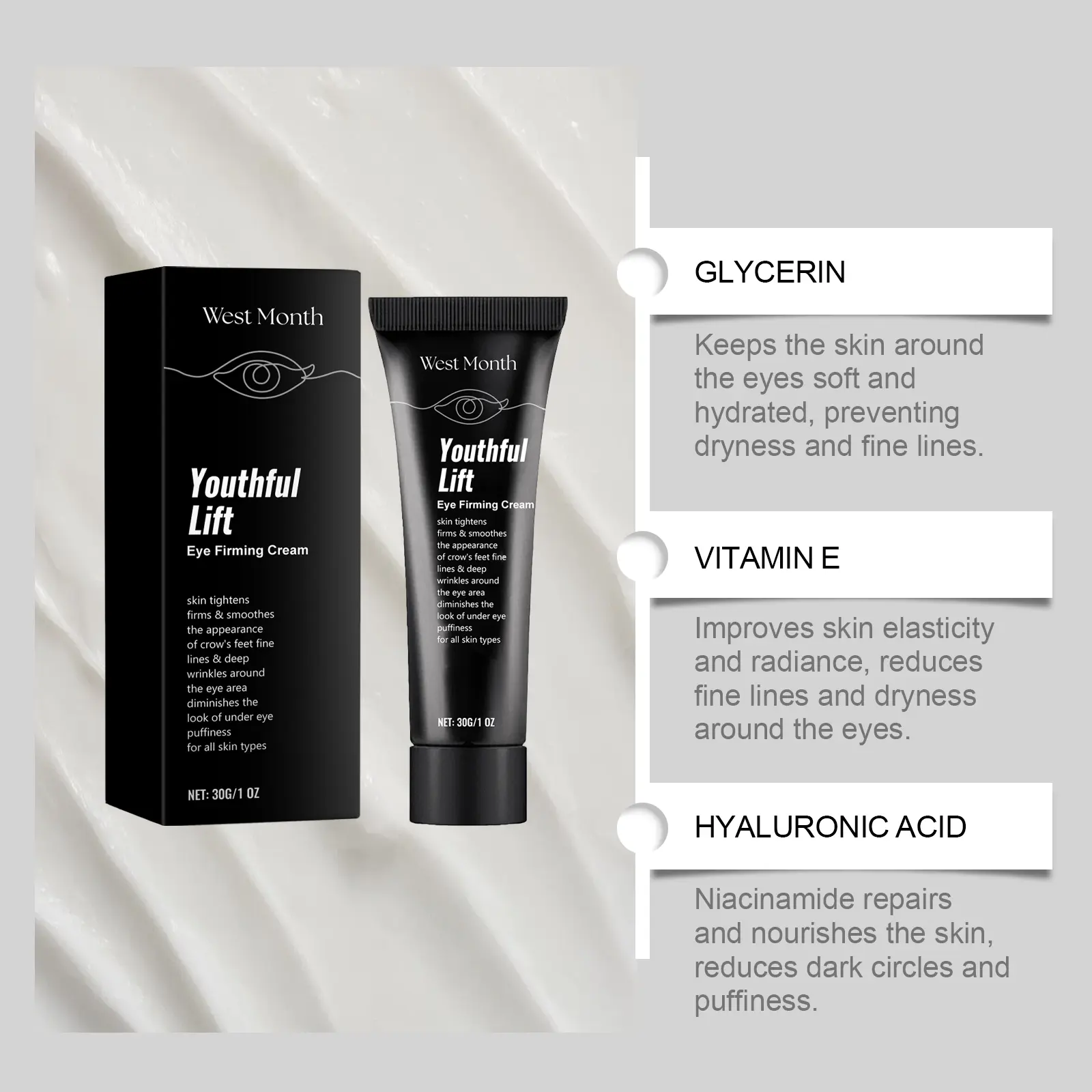 Nourishing Repair Eye Cream - Firming & Moisturizing - West&Month 8 nourishing eye cream gentle firm moisturize elastic West Month 493 7556