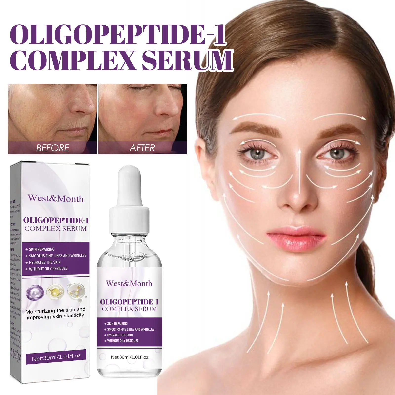 Oligopeptide-1 Complex Serum for Fine Lines & Firming - West&Month 1 oligopeptide 1 serum lighten lines moisturize firm West Month 439 6775