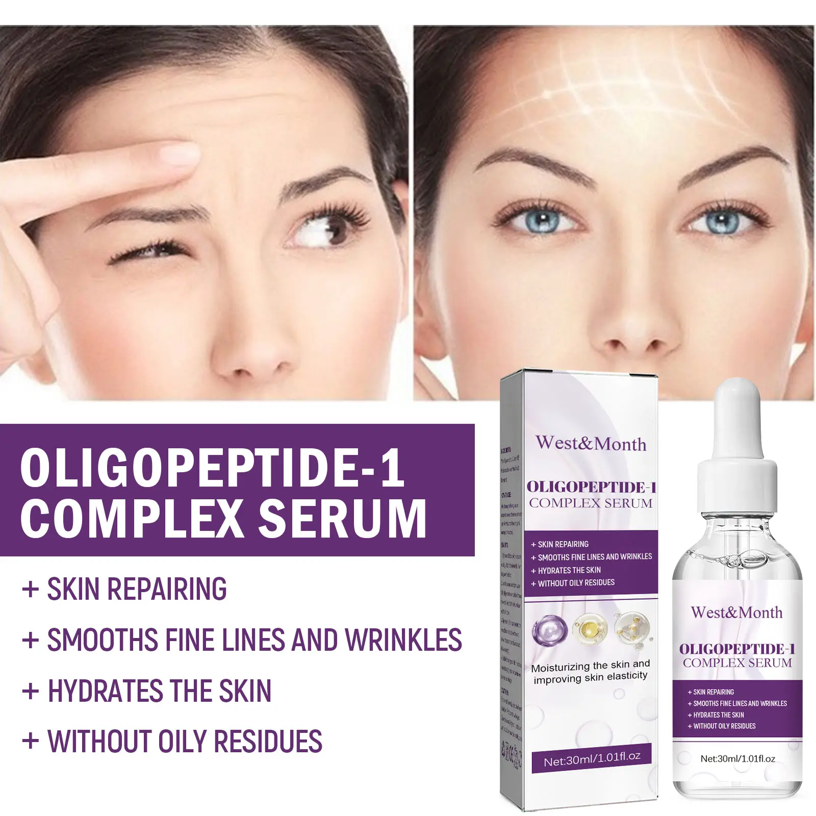 Oligopeptide-1 Complex Serum for Fine Lines & Firming - West&Month 4 oligopeptide 1 serum lighten lines moisturize firm West Month 439 6778