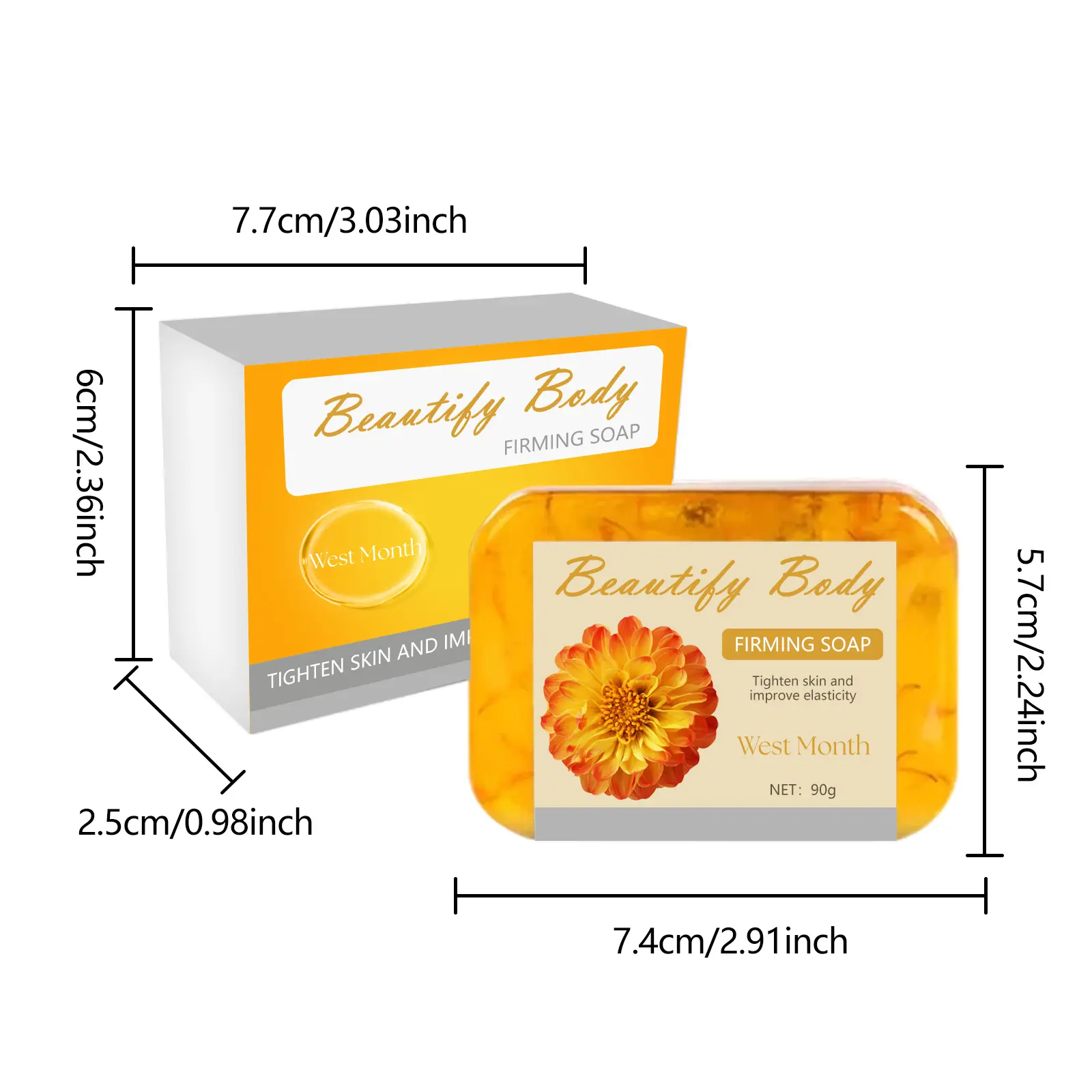 Orange Peel Firming Soap for Deep Cleansing & Moisturizing - West&Month 1 orange peel soap firm shape moisturize slim West Month 353 5589