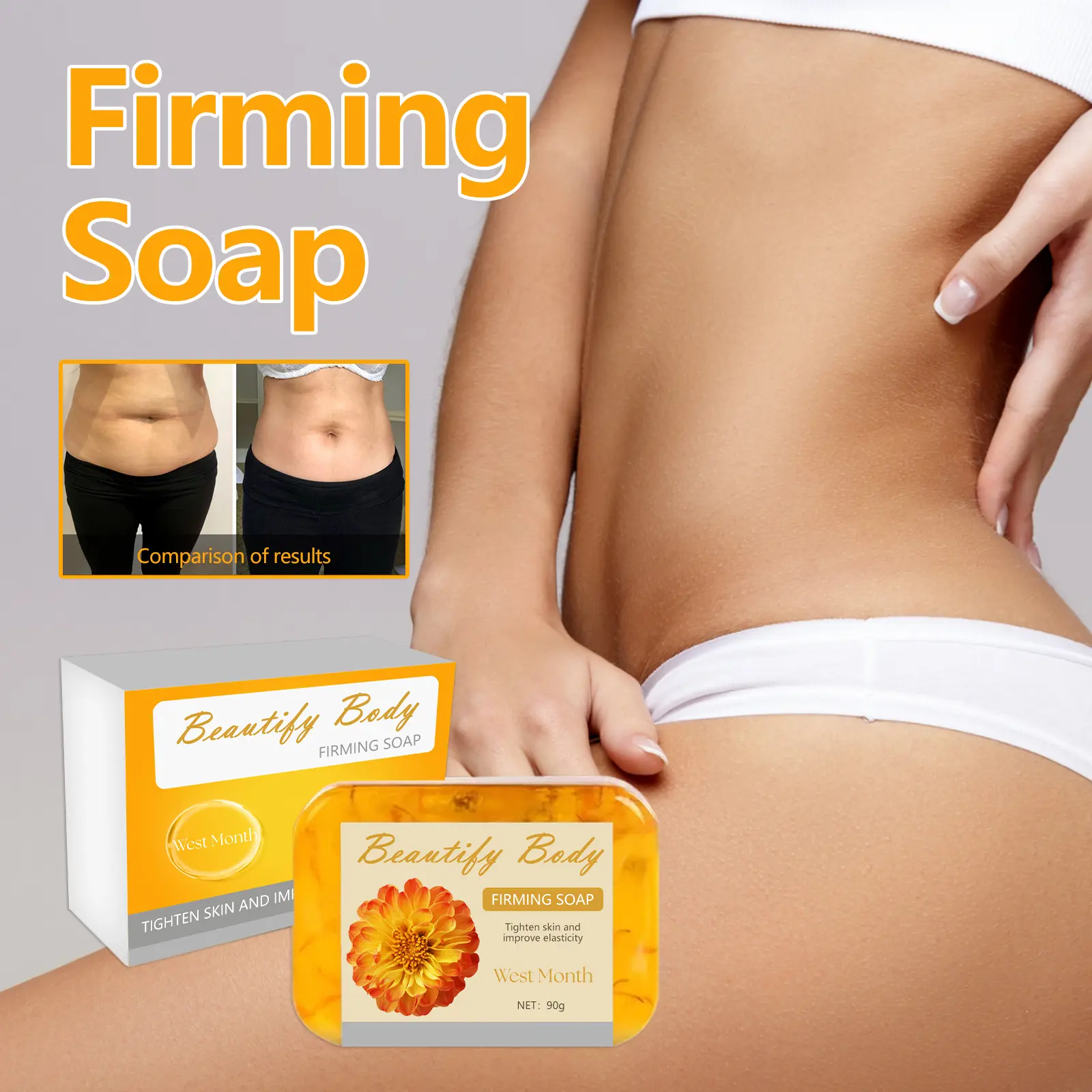 Orange Peel Firming Soap for Deep Cleansing & Moisturizing - West&Month 2 orange peel soap firm shape moisturize slim West Month 353 5590