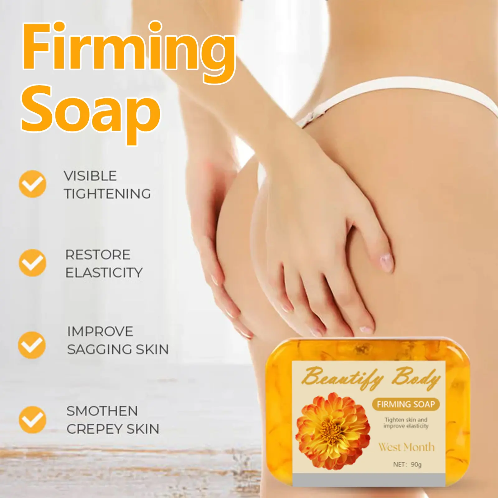 Orange Peel Firming Soap for Deep Cleansing & Moisturizing - West&Month 5 orange peel soap firm shape moisturize slim West Month 353 5593