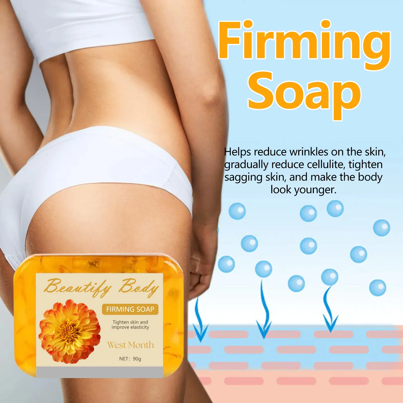 Orange Peel Firming Soap for Deep Cleansing & Moisturizing - West&Month 7 orange peel soap firm shape moisturize slim West Month 353 5595