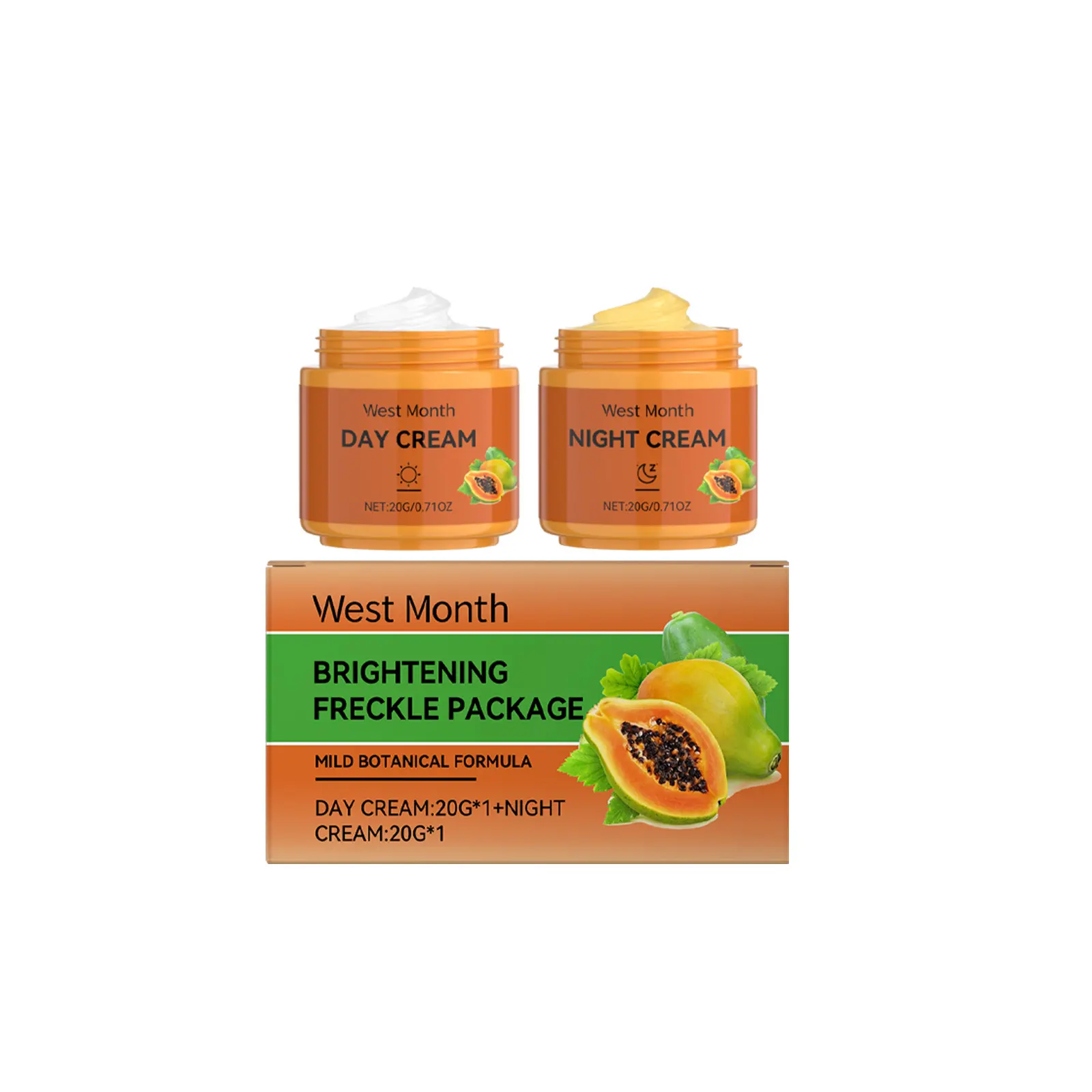 West&Month Papaya Cream Review: Is the Day & Night Duo Worth It? 1 West&Month Papaya Facial Cream jar on a bathroom counter