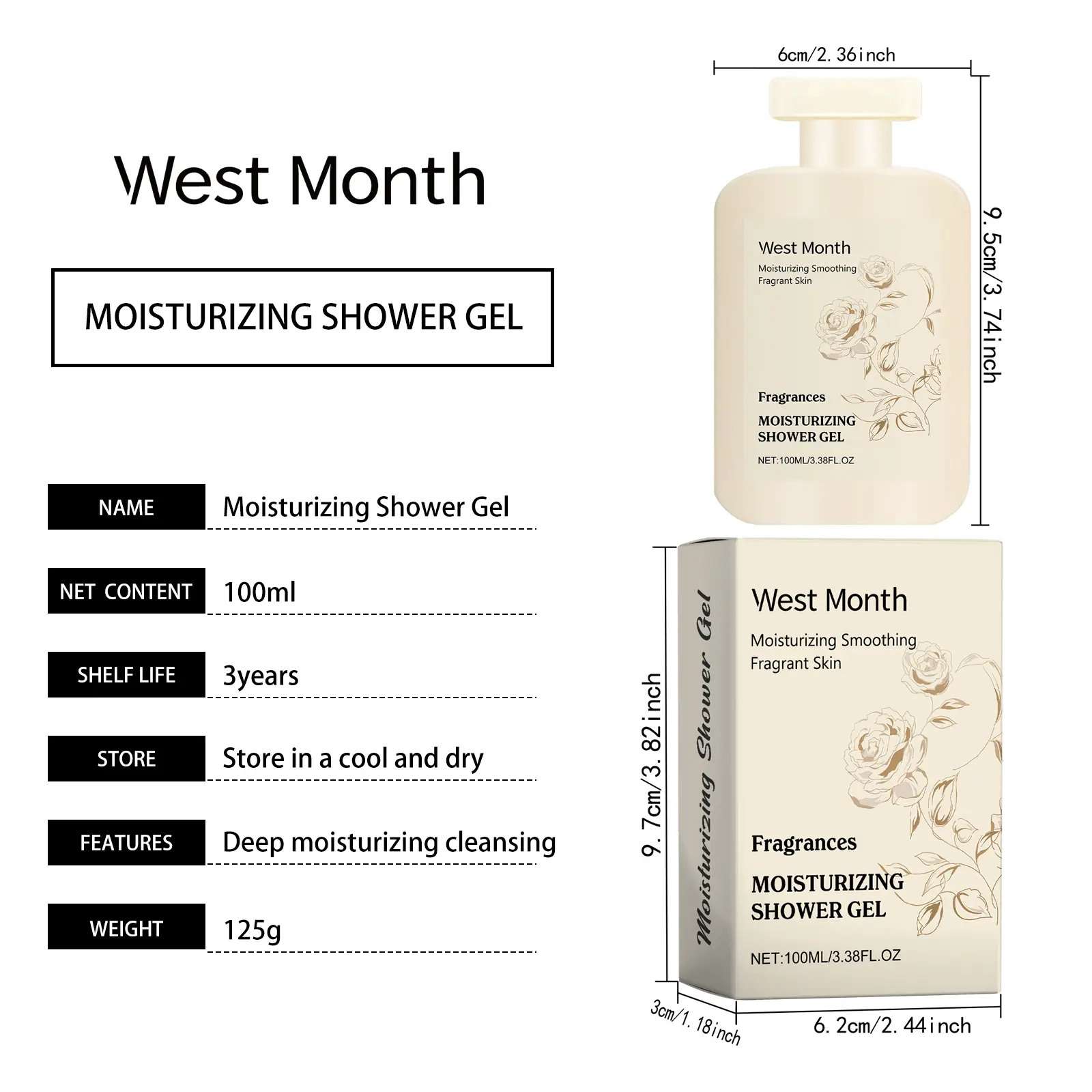West&Month Moisturizing Body Wash with Collagen and Rose Extract 1 perfumed body wash gently clean soft fragrant West Month 663 9504