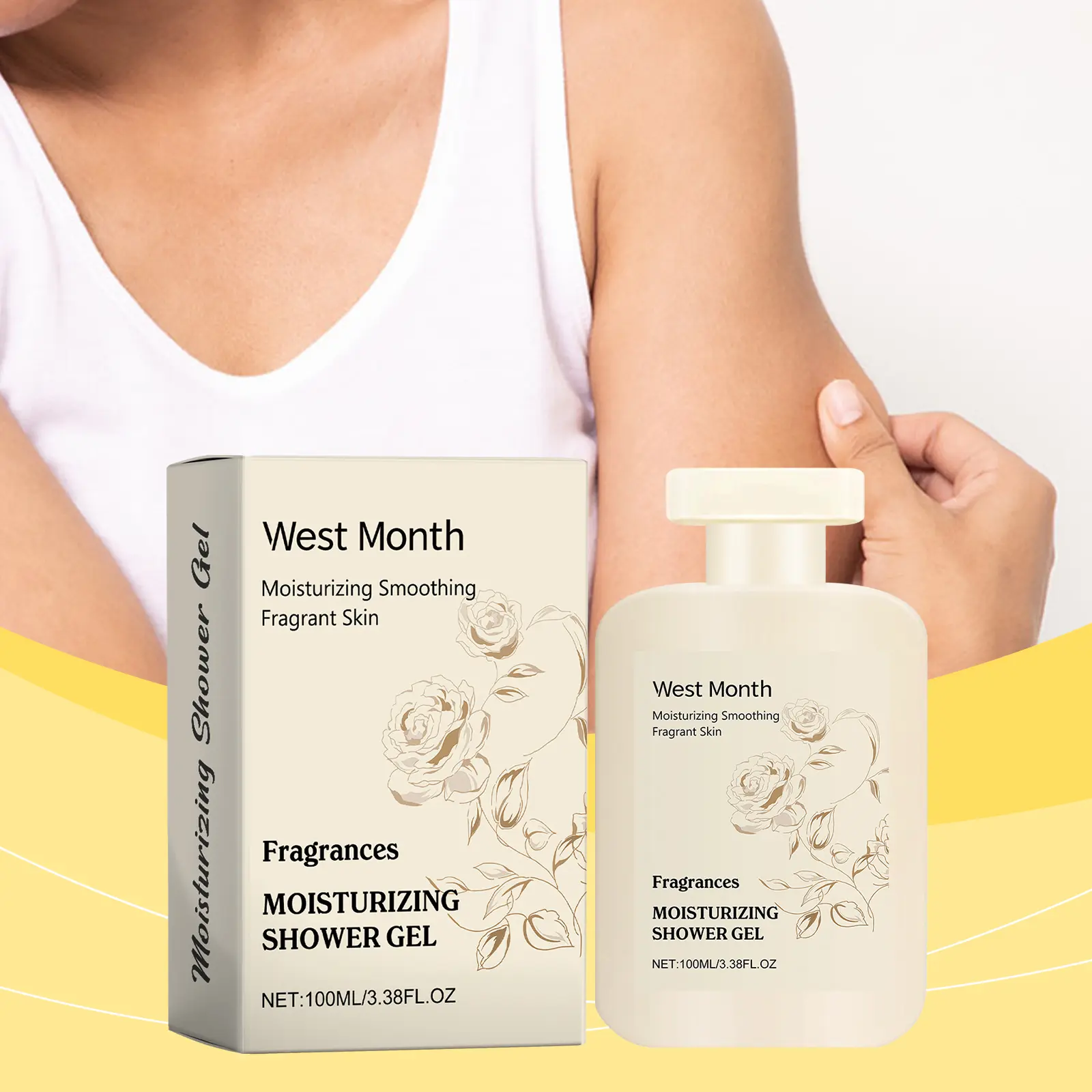 West&Month Moisturizing Body Wash with Collagen and Rose Extract 2 perfumed body wash gently clean soft fragrant West Month 663 9505