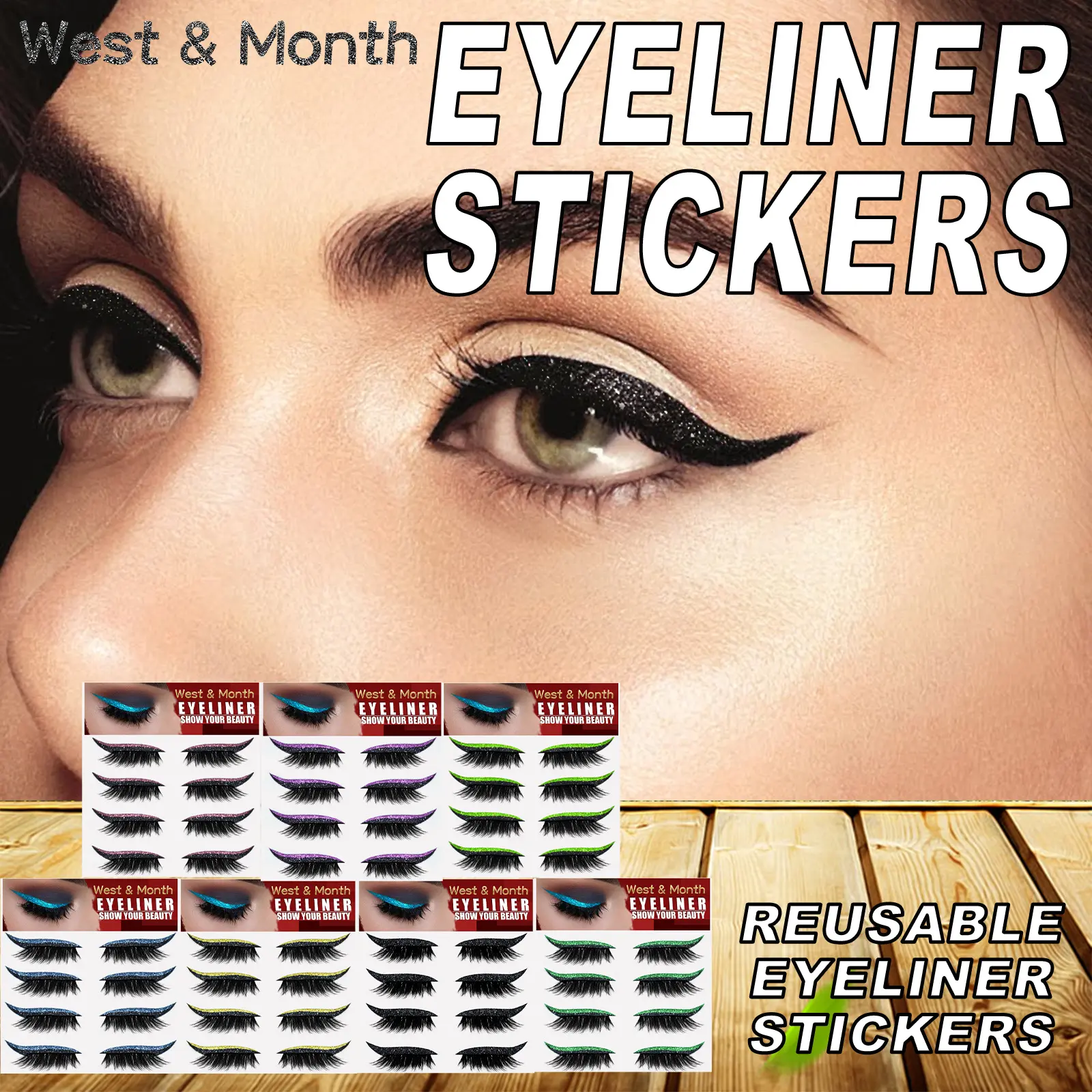 West&Month Self-Adhesive False Eyelashes - Pink Curling 4-Pair Set 7 pink eyelash strips glue free self adhesive curl West Month 669 9546