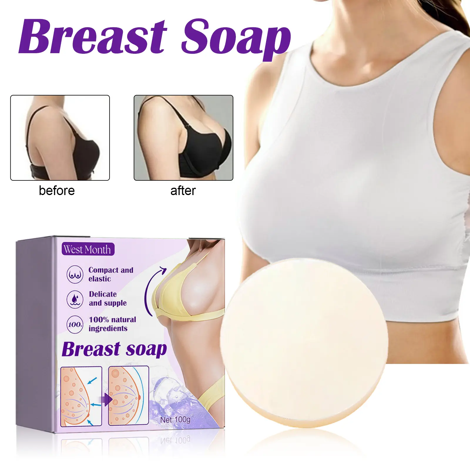 Plump Chest Soap - Firming & Moisturizing Skin Cleanser - West&Month 2 plump chest soap deep cleansing firming West Month 114 2546