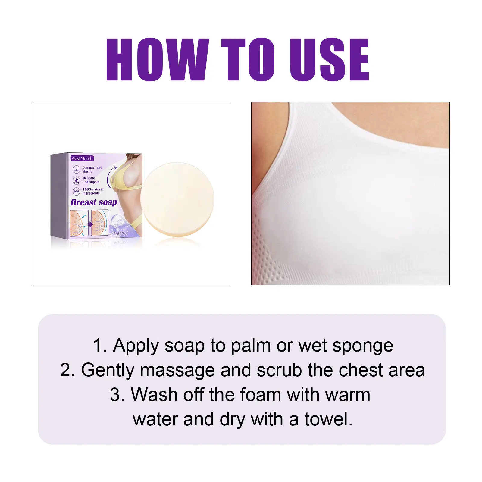 Plump Chest Soap - Firming & Moisturizing Skin Cleanser - West&Month 4 plump chest soap deep cleansing firming West Month 114 2548