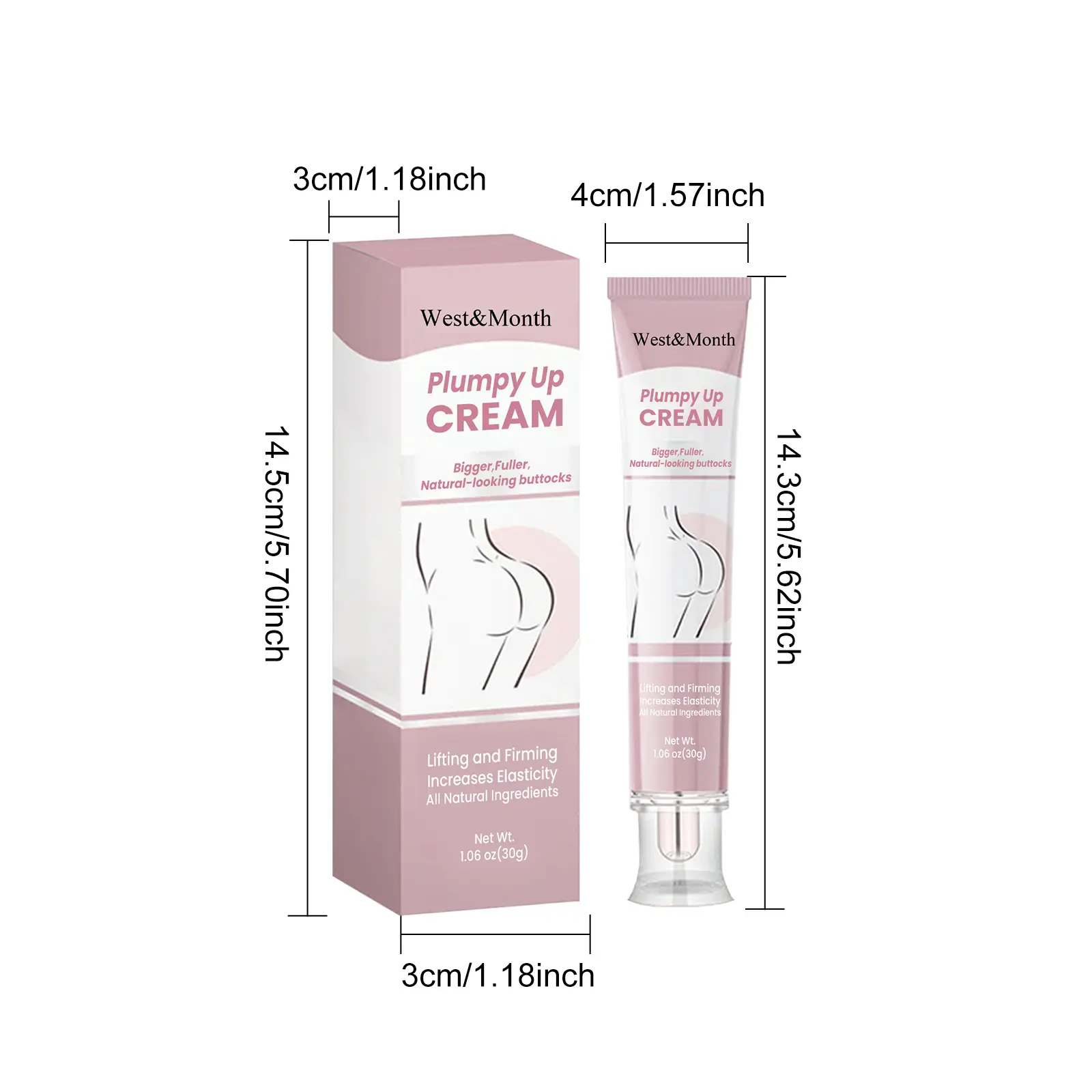 Firming Buttocks Cream with Collagen and Shea Butter - West&Month 1 plumpy up cream firming moisturizing buttock West Month 045 1671