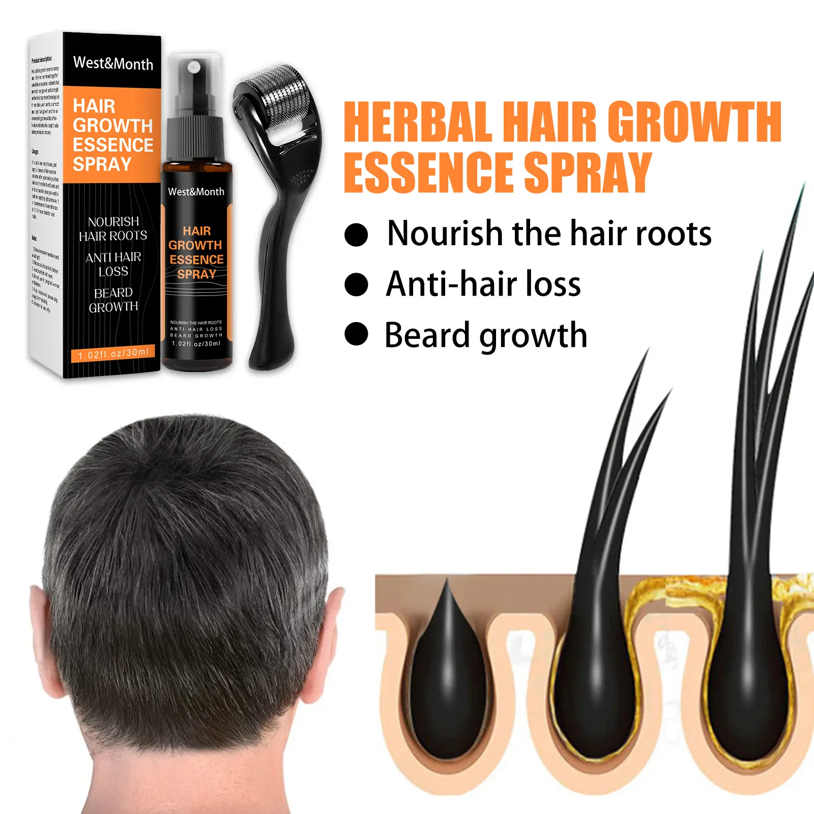Polygonum Multiflorum Ginger Hair Spray for Thickening - West&Month 5 polygonum multiflorum hair spray anti loss West Month 320 5134