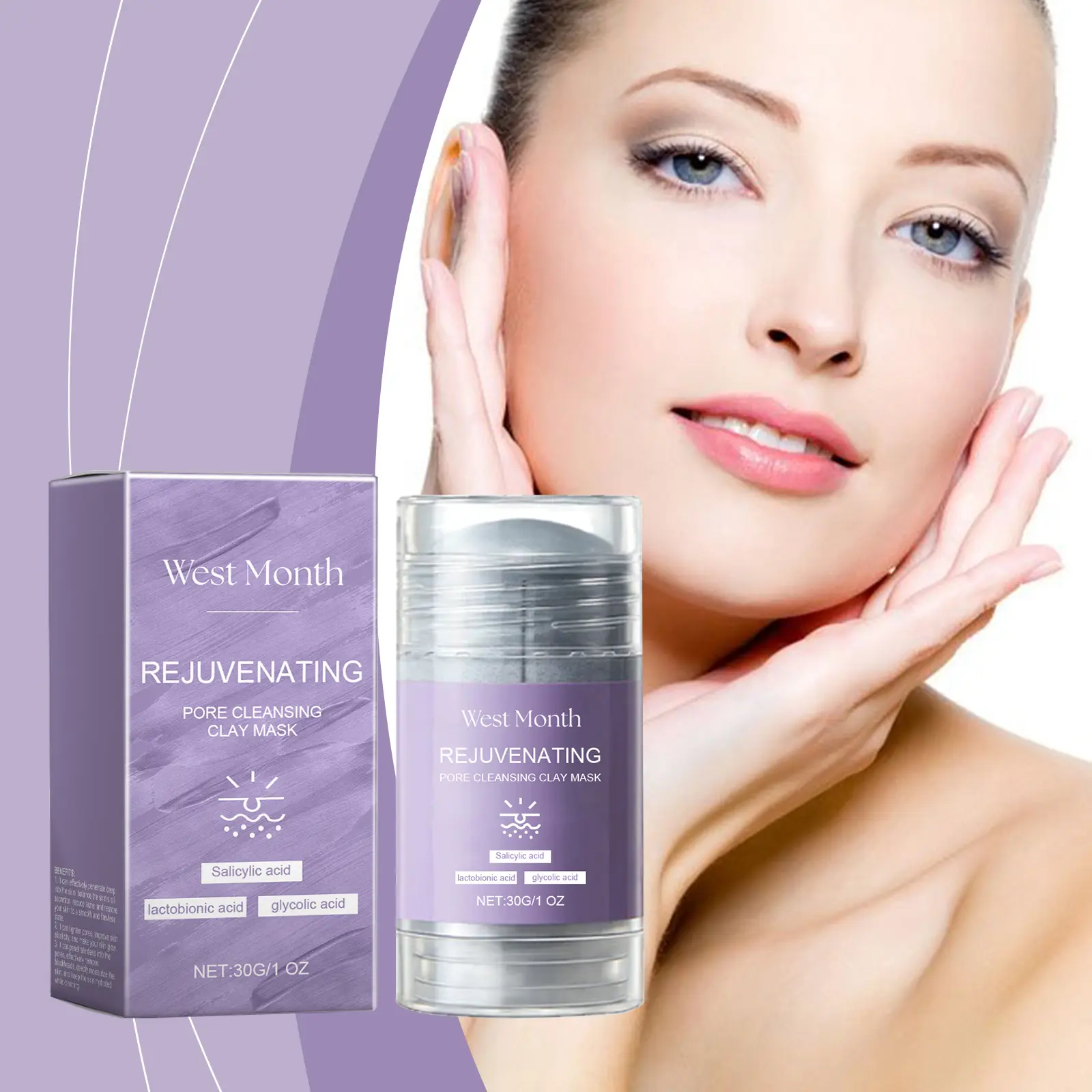 Pore Cleaning Mud Mask Stick for Delicate Skin - West&Month 2 pore cleaning mask stick gentle clean refresh West Month 296 4853