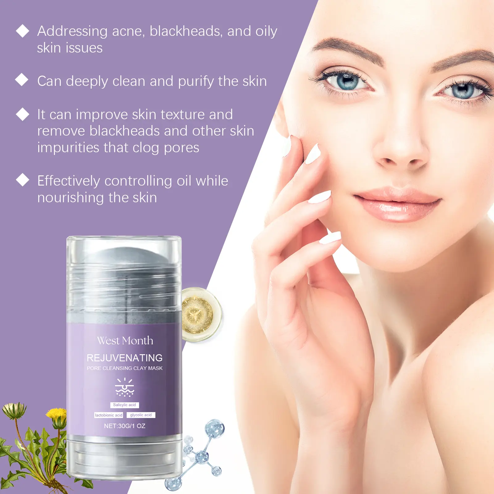 Pore Cleaning Mud Mask Stick for Delicate Skin - West&Month 5 pore cleaning mask stick gentle clean refresh West Month 296 4856