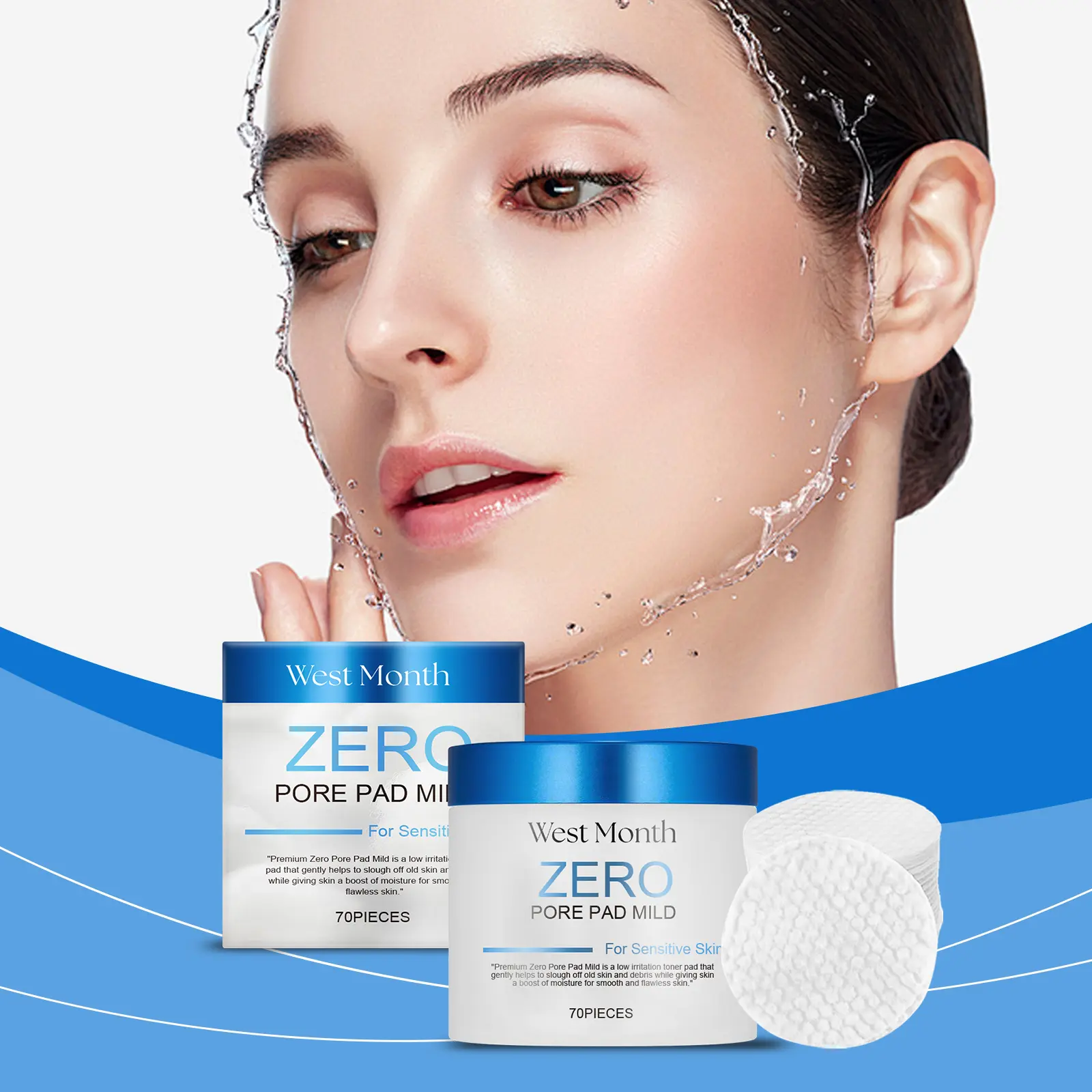 Pore Cleansing Toner Pads for Brightening & Pore Tightening - West&Month 2 pore essence pad clean tighten brighten refresh West Month 513 7839