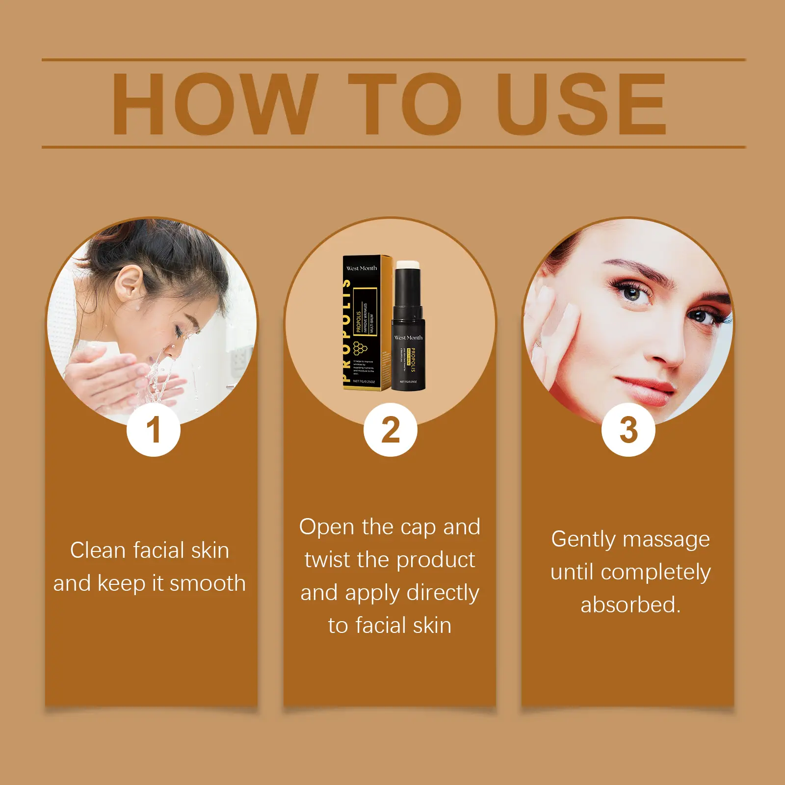 Propolis Moisturizing Bar Firming & Anti-Wrinkle Face Stick - West&Month 4 propolis firming bar anti wrinkle moisturize West Month 150 2993