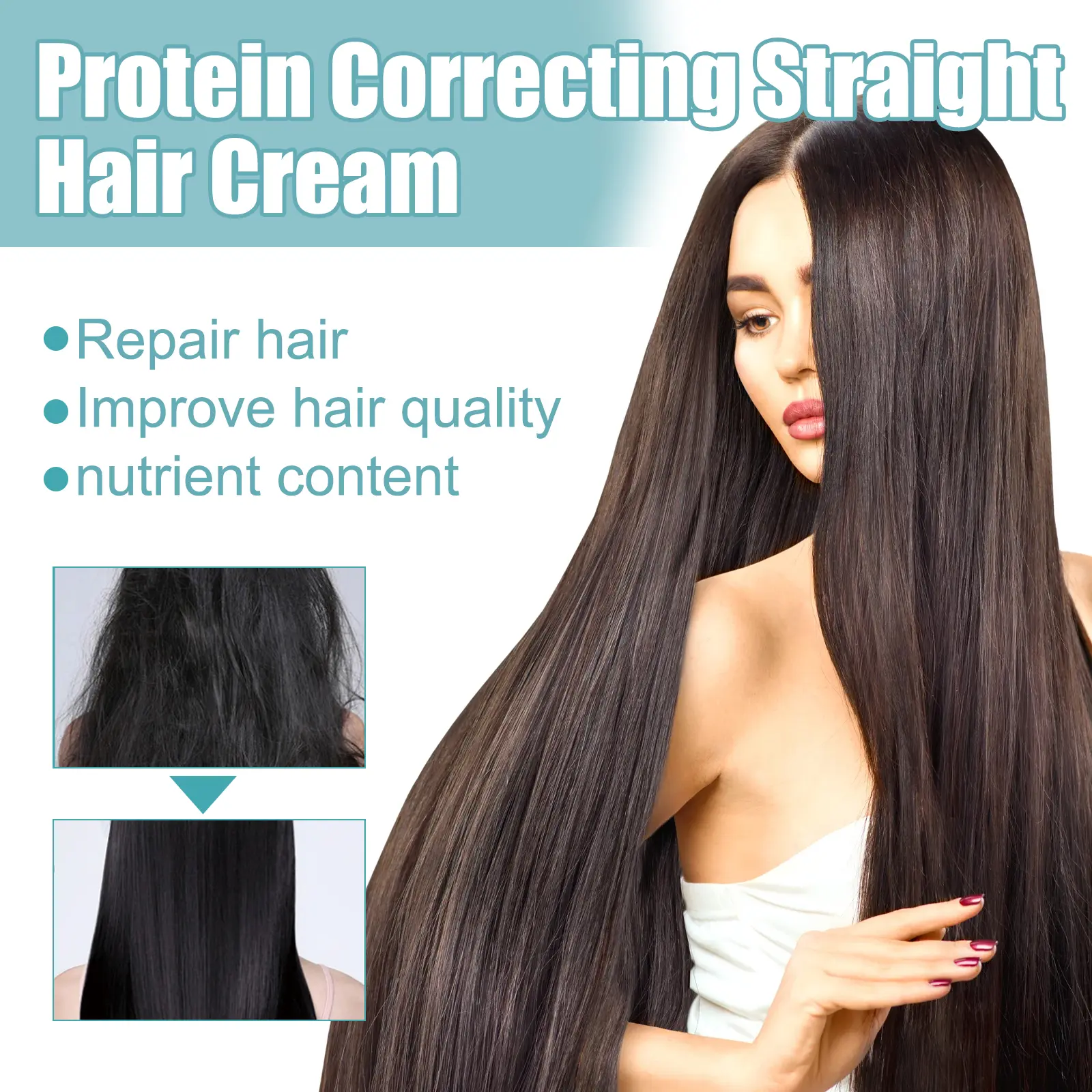 Protein Straight Hair Repair Cream for Damaged Hair Smoothness & Shine 5 protein straight hair cream repair damaged West Month 235 4069