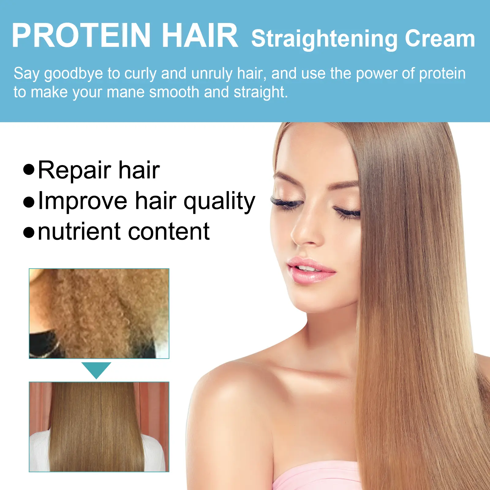 Protein Hair Styling Cream for Repair and Softening - West&Month 5 protein straightening cream long lasting repair damage West Month 442 6818