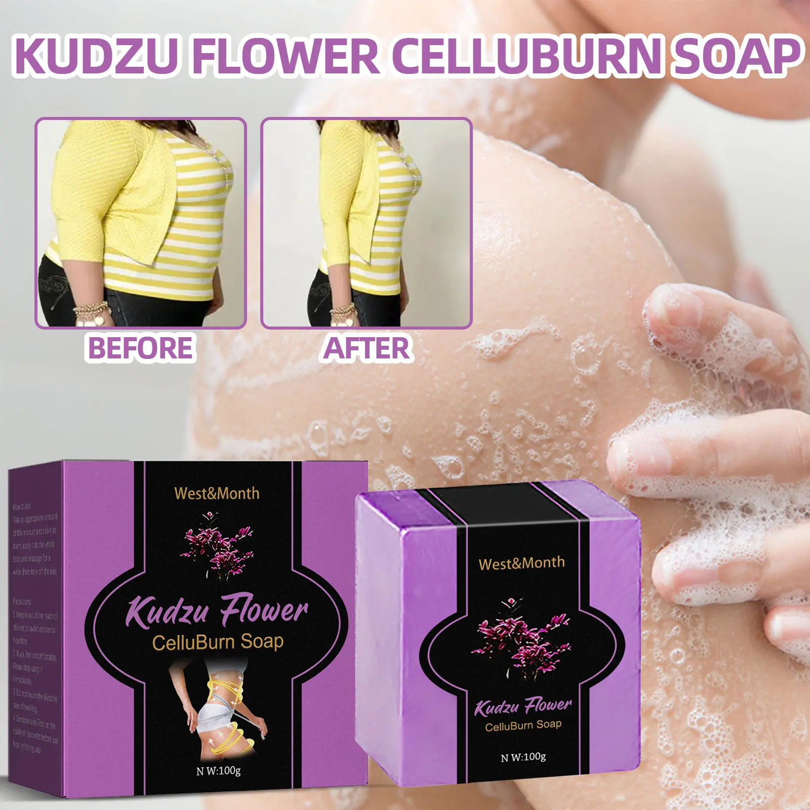Puerariae Flower Body Soap for Brightening & Hydration - West&Month 2 puerariae flower soap clean firm shape body West Month 515 7869