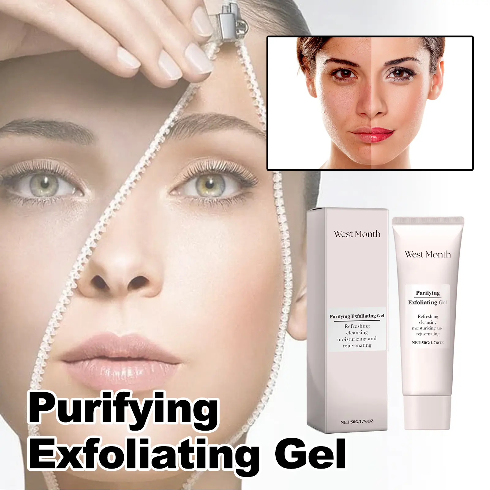 Purifying Exfoliating Gel for Brightening & Pore Refining - West 8 purifying exfoliating gel clean bright skin West Month 041 1631