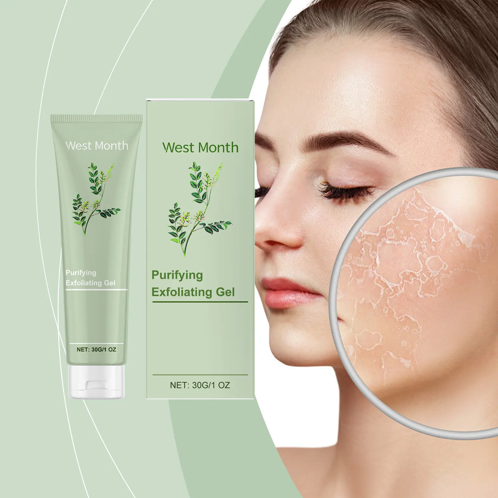 West&Month Exfoliating Gel Review: My Real Experience for Dry Skin 2 Close-up of West&Month Exfoliating Gel being massaged on skin