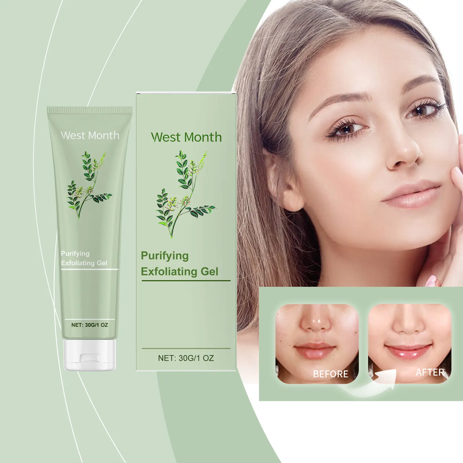 Purifying Exfoliating Gel for Dry Skin and Pores - West&Month 2 purifying exfoliating gel improve dull clean pores West Month 167 3196