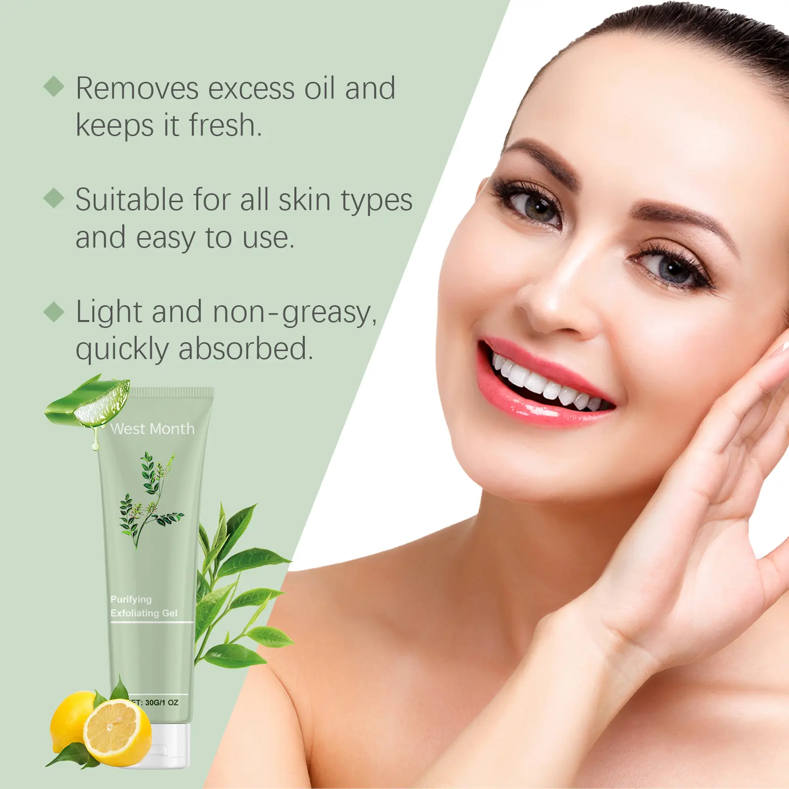 Purifying Exfoliating Gel for Dry Skin and Pores - West&Month 8 purifying exfoliating gel improve dull clean pores West Month 167 3200