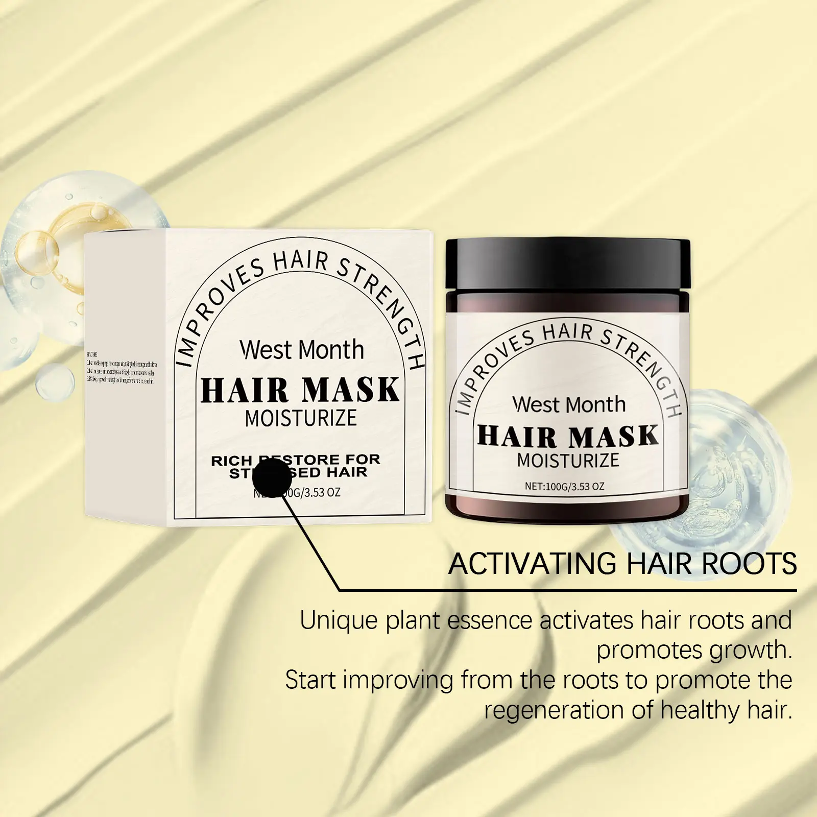 Moisturizing Hair Mask for Dry Hair Repair - West&Month 8 repair hair mask moisturize nourish smooth West Month 612 8984