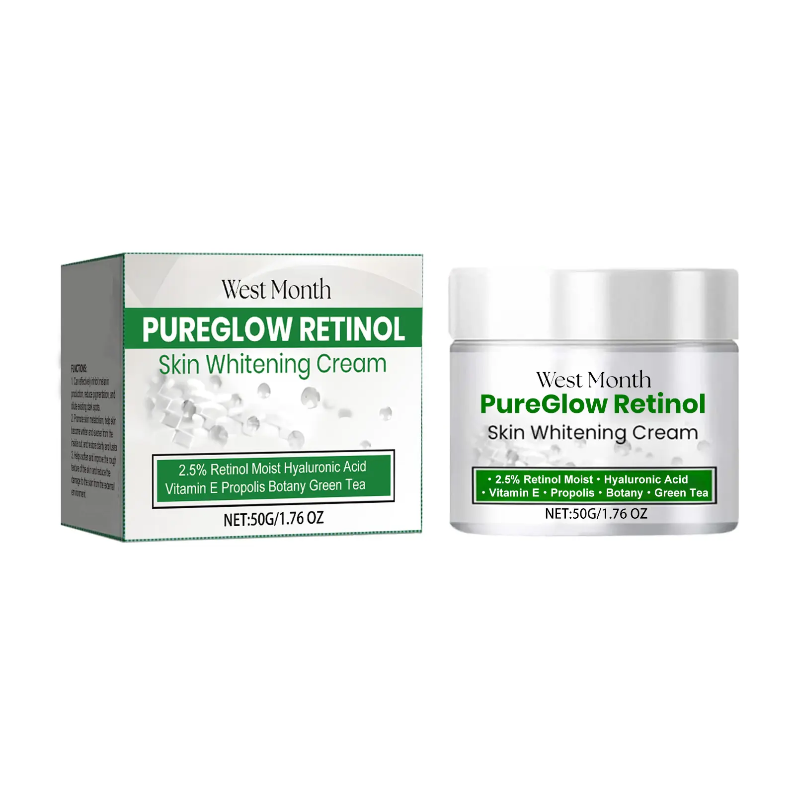 My Skin Was Dull and Pissed Off. Then I Tried This $27 Retinol Cream. 1 West Month Retinol Brightening Cream bottle and box on a marble surface