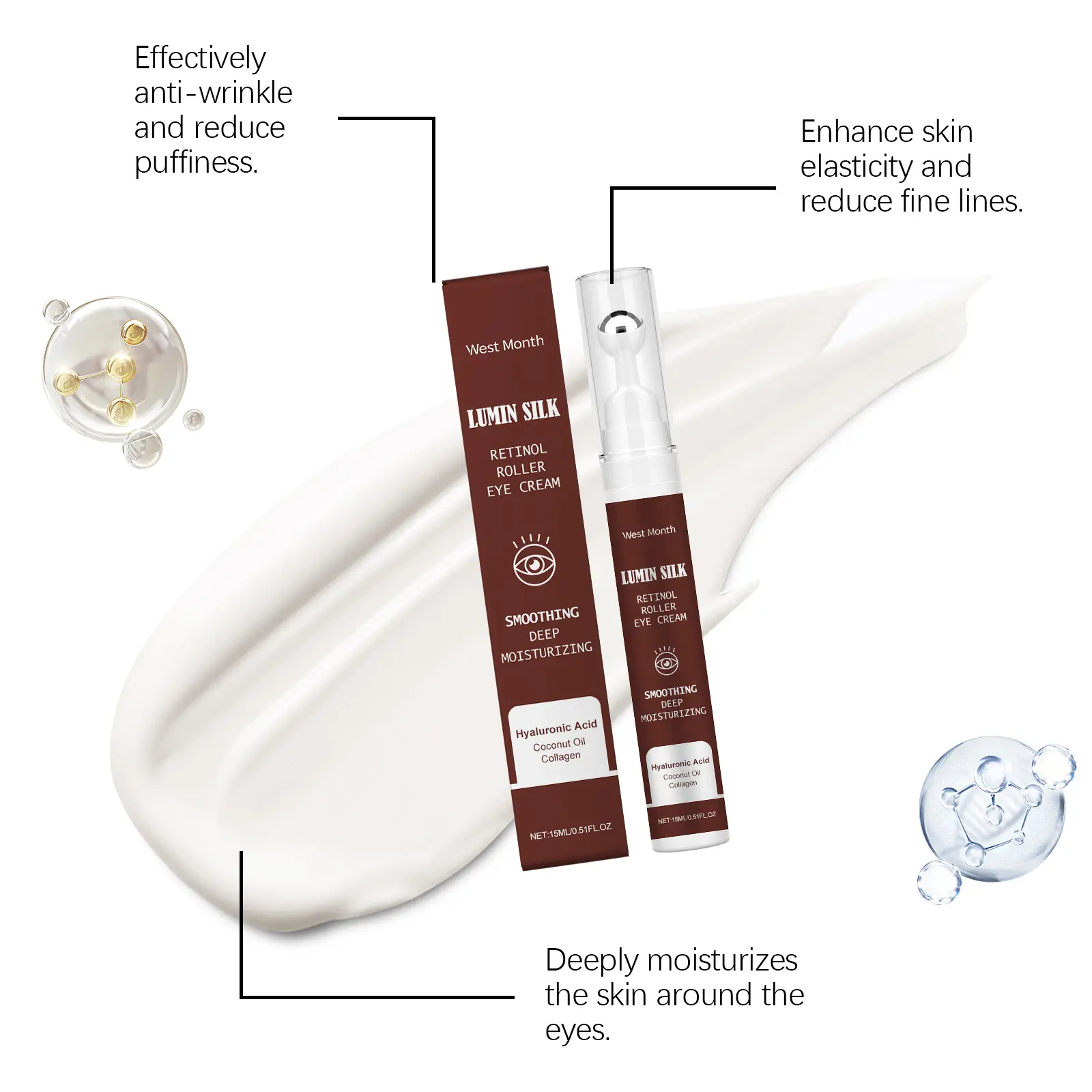 Retinol Eye Cream for Fine Lines & Hydration - West&Month 6 retinol eye cream lighten lines tender moisturize West Month 629 9153