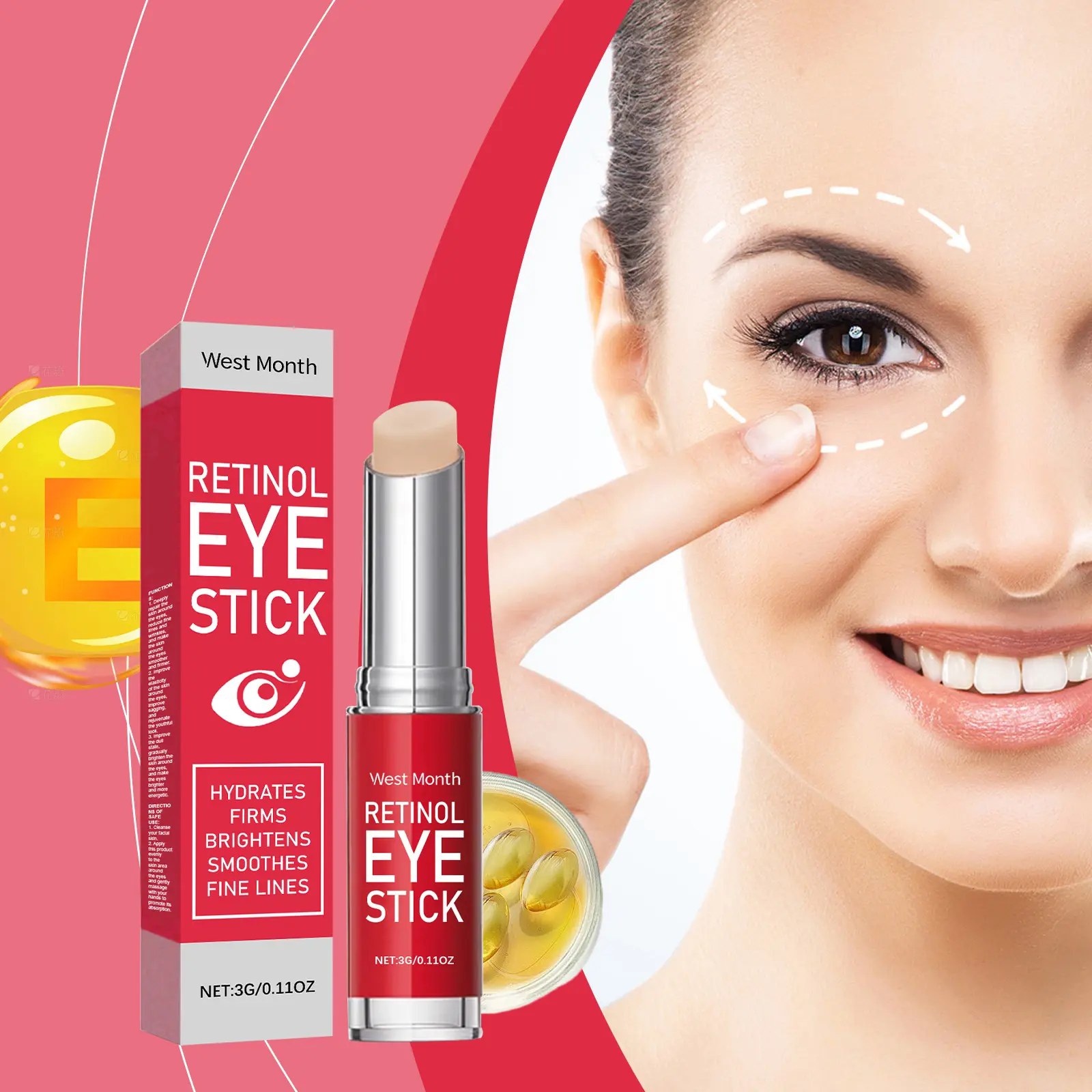 Retinol Eye Cream Stick for Firming & Moisturizing | West&Month 2 retinol eye cream stick tighten moisturize West Month 064 1906