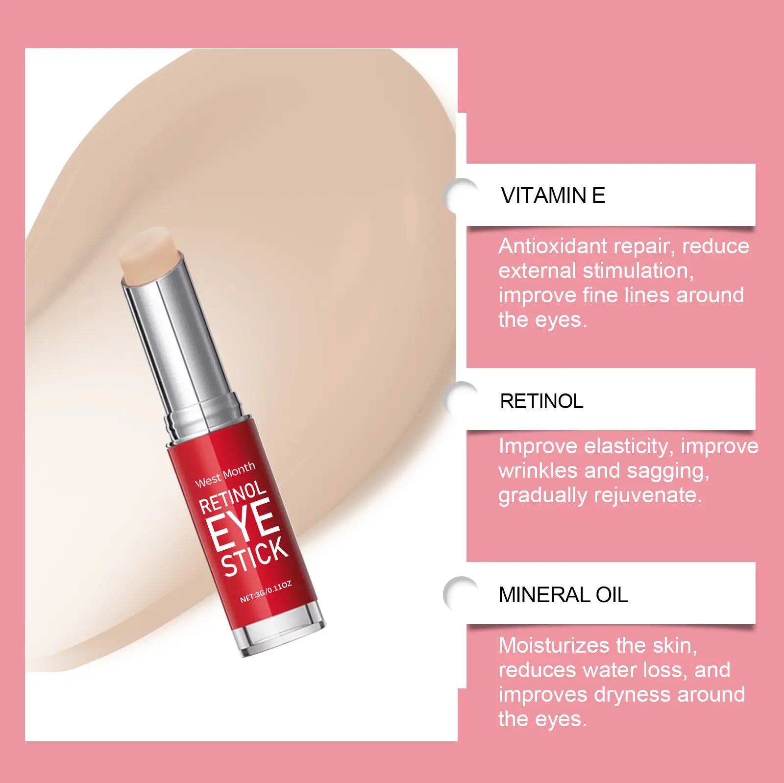 Retinol Eye Cream Stick for Firming & Moisturizing | West&Month 7 retinol eye cream stick tighten moisturize West Month 064 1908