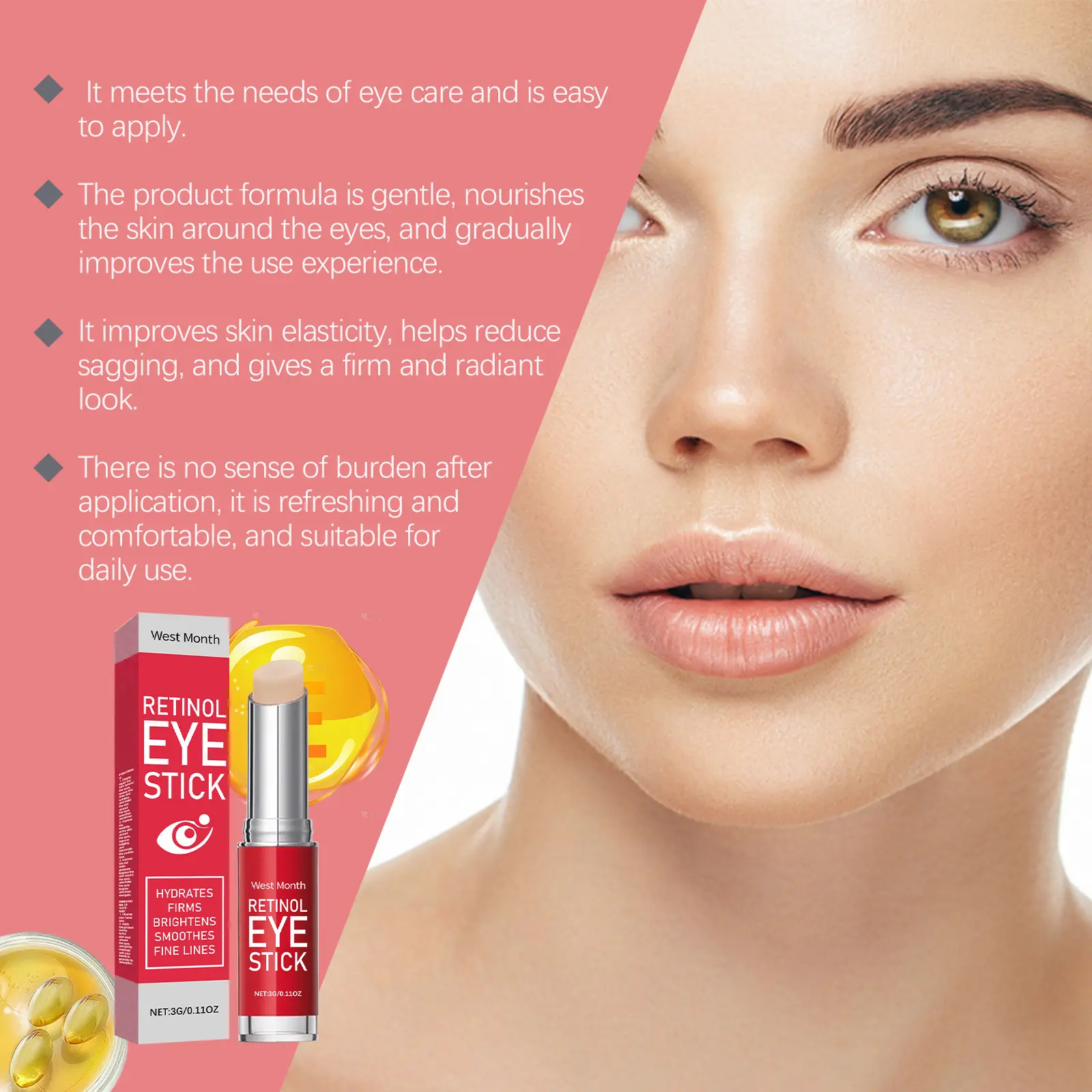 Retinol Eye Cream Stick for Firming & Moisturizing | West&Month 8 retinol eye cream stick tighten moisturize West Month 064 1909