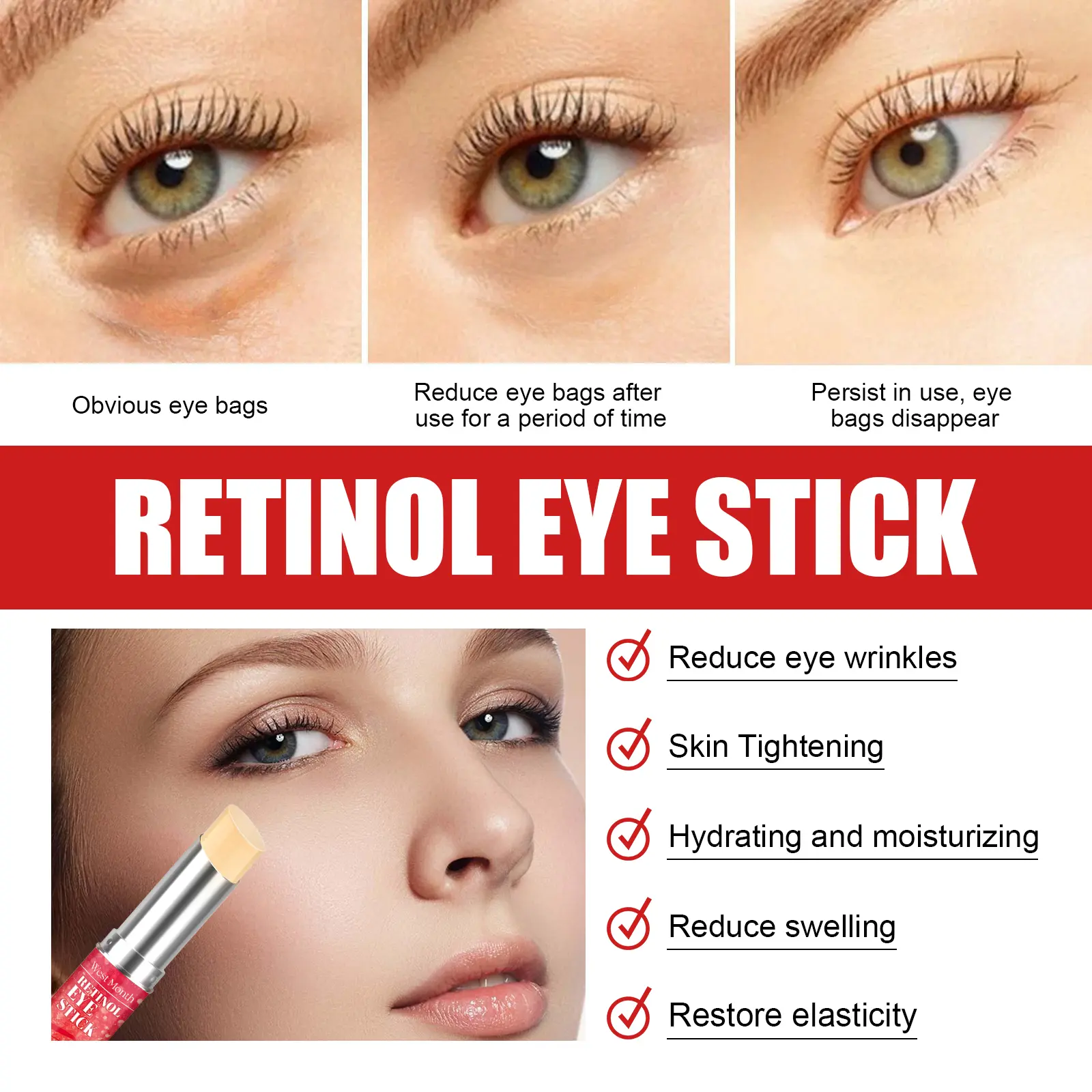 West&Month Retinol Eye Stick for Fine Lines & Dark Circles 4 retinol eye stick reduce lines moisturize West Month 357 5647