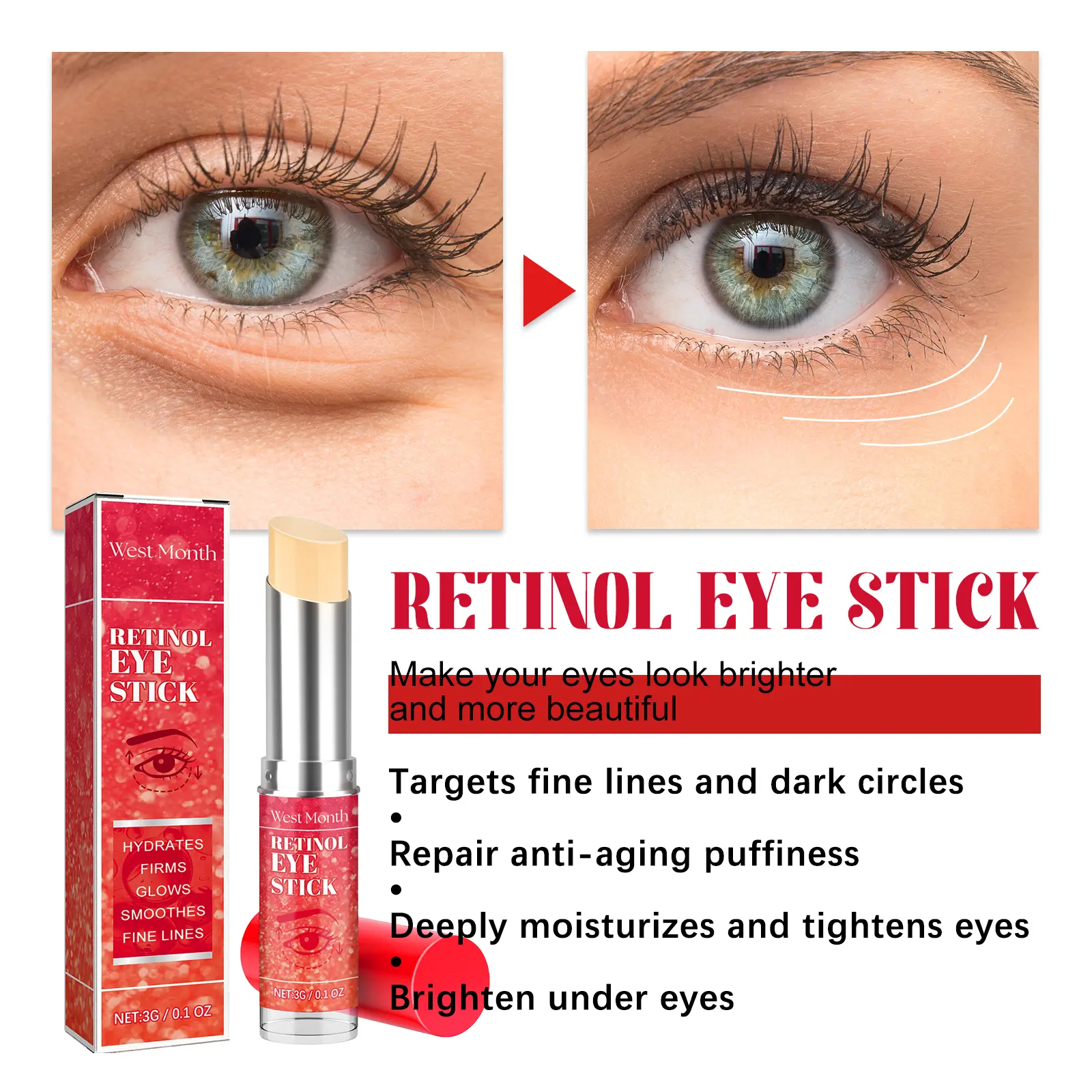 West&Month Retinol Eye Stick for Fine Lines & Dark Circles 5 retinol eye stick reduce lines moisturize West Month 357 5648