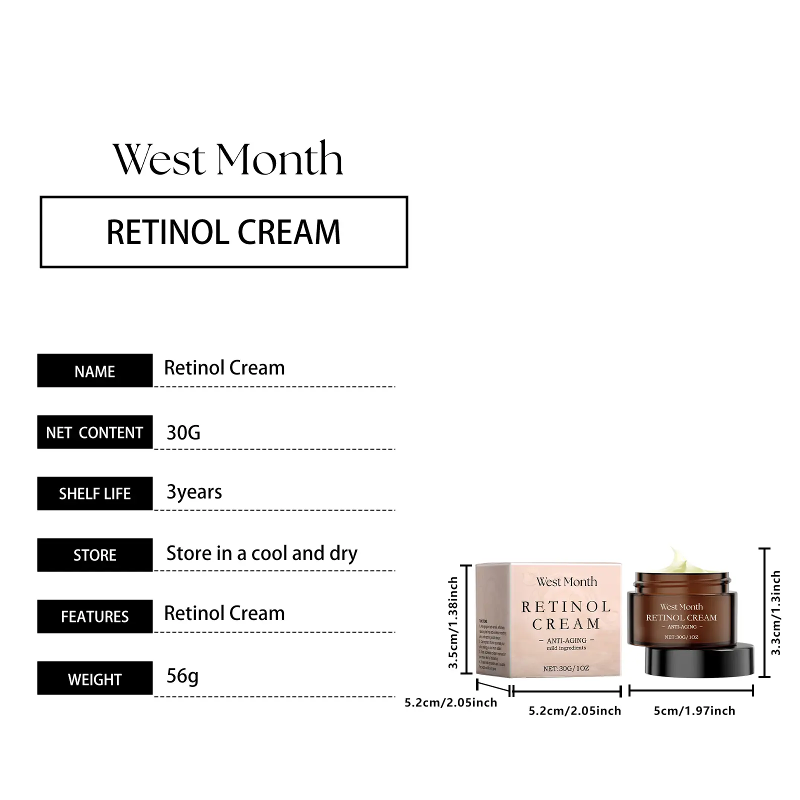 Retinol Firming Cream with Arbutin & Hyaluronic Acid - West&Month 1 retinol firming cream moisturize retinol arbutin West Month 486 7445