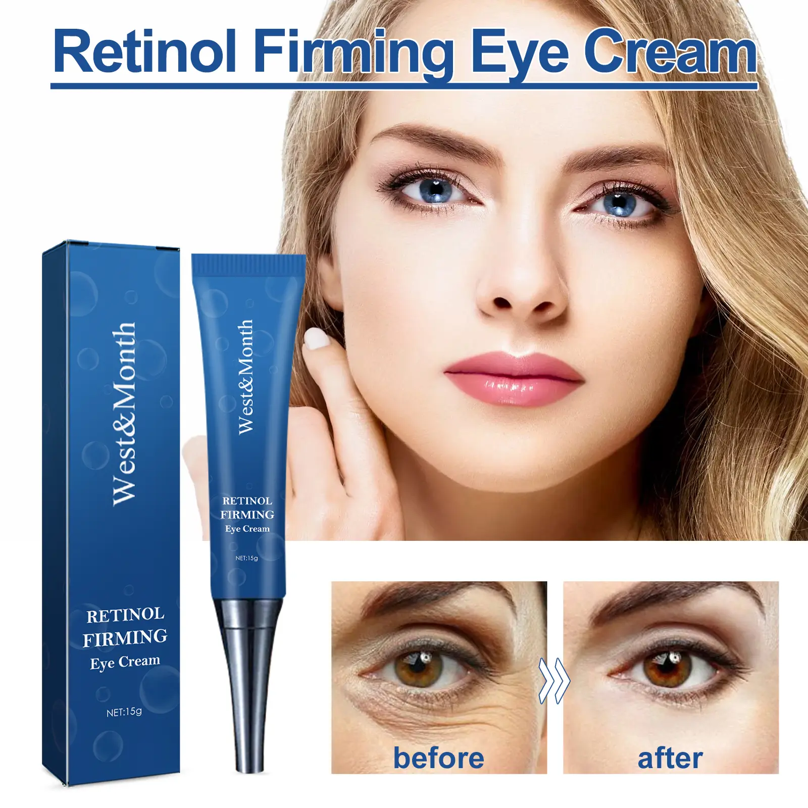 Retinol Eye Cream for Dark Circles & Firming - West&Month 2 retinol firming eye cream repair dark circles West Month 226 3945