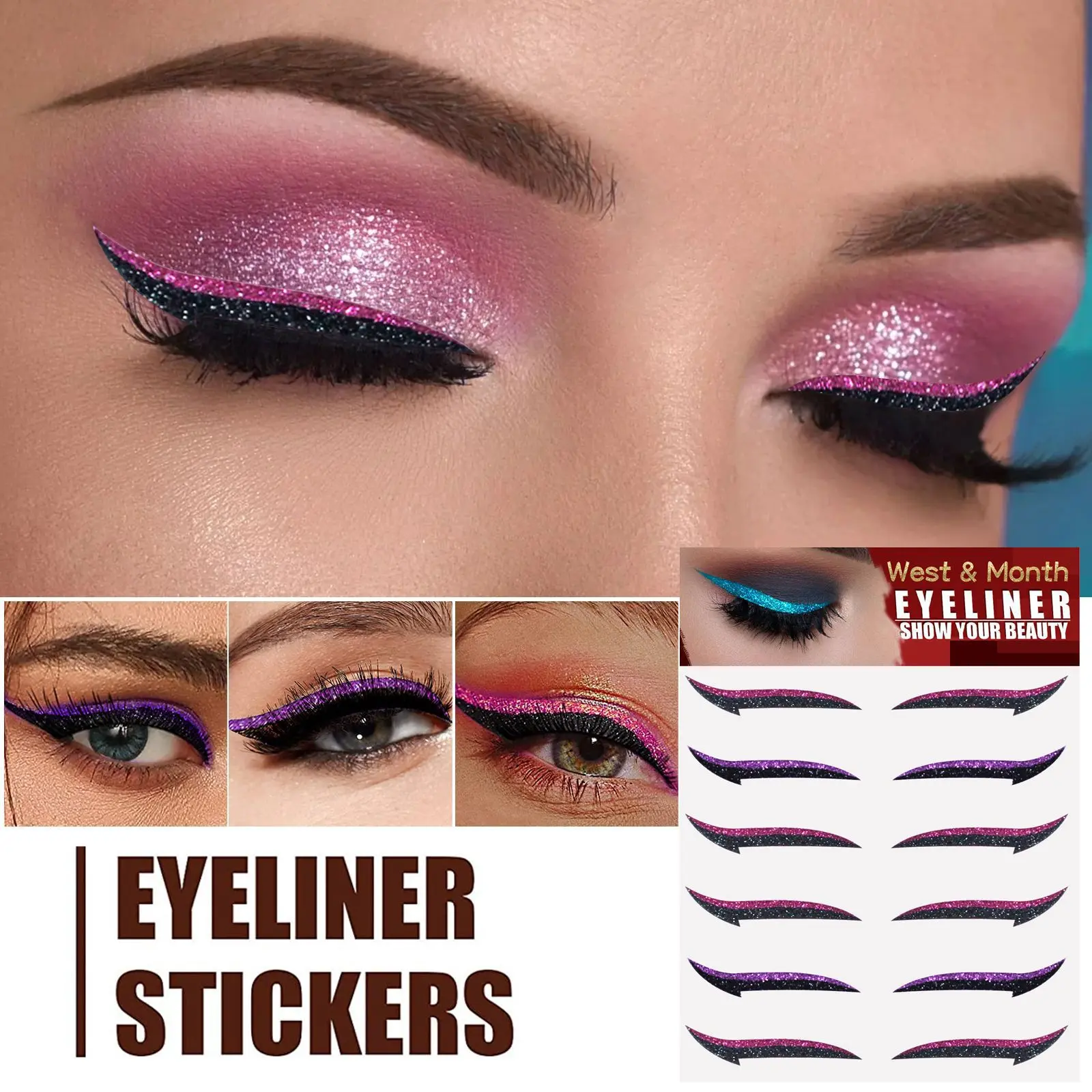 Reusable Eyeliner Stickers for Double Eyelid Shaping - West&Month 1 reusable eyeliner stickers stage makeup West Month 268 11409