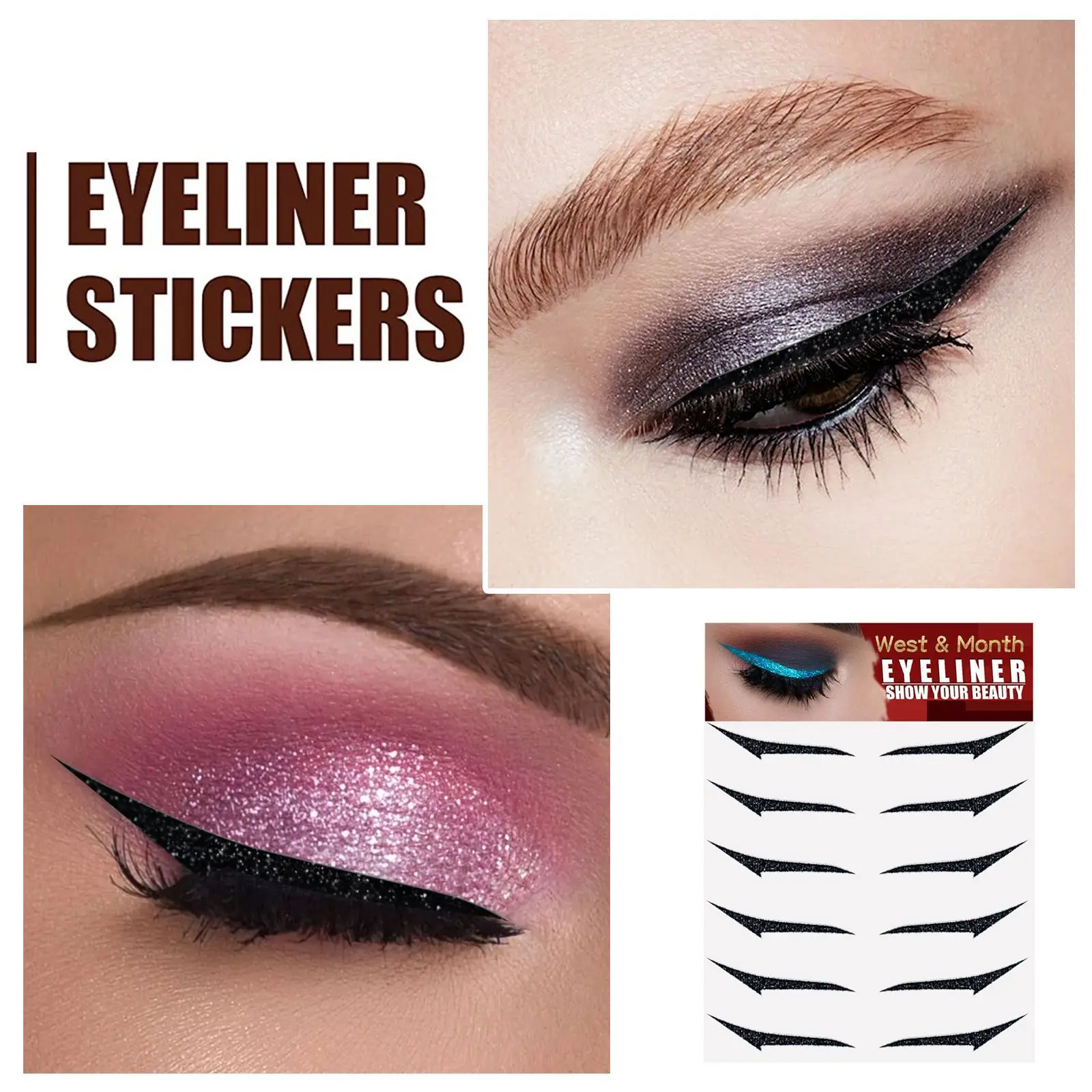 Reusable Eyeliner Stickers for Double Eyelid Shaping - West&Month 3 reusable eyeliner stickers stage makeup West Month 268 11411