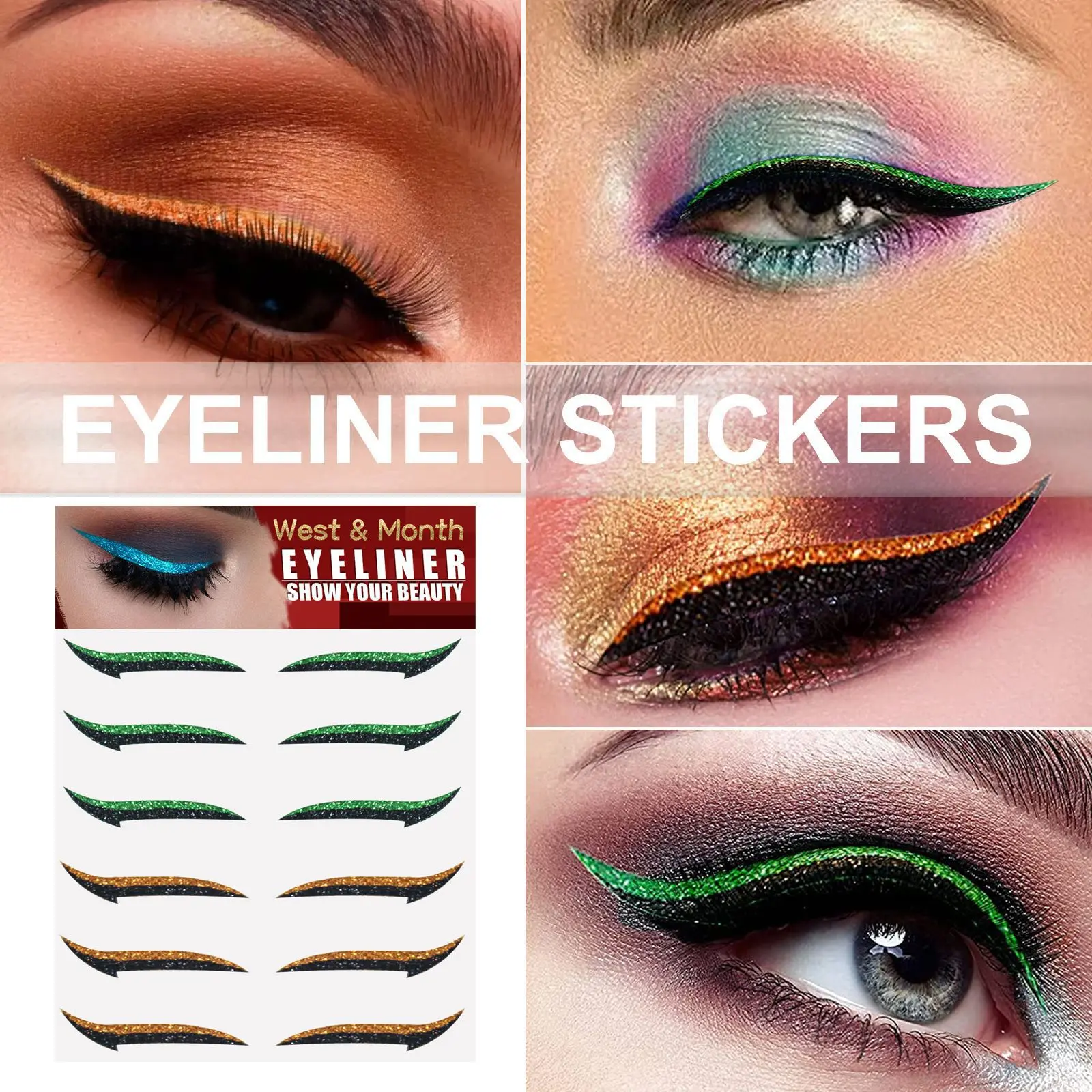 Reusable Eyeliner Stickers for Double Eyelid Shaping - West&Month 5 reusable eyeliner stickers stage makeup West Month 268 11413