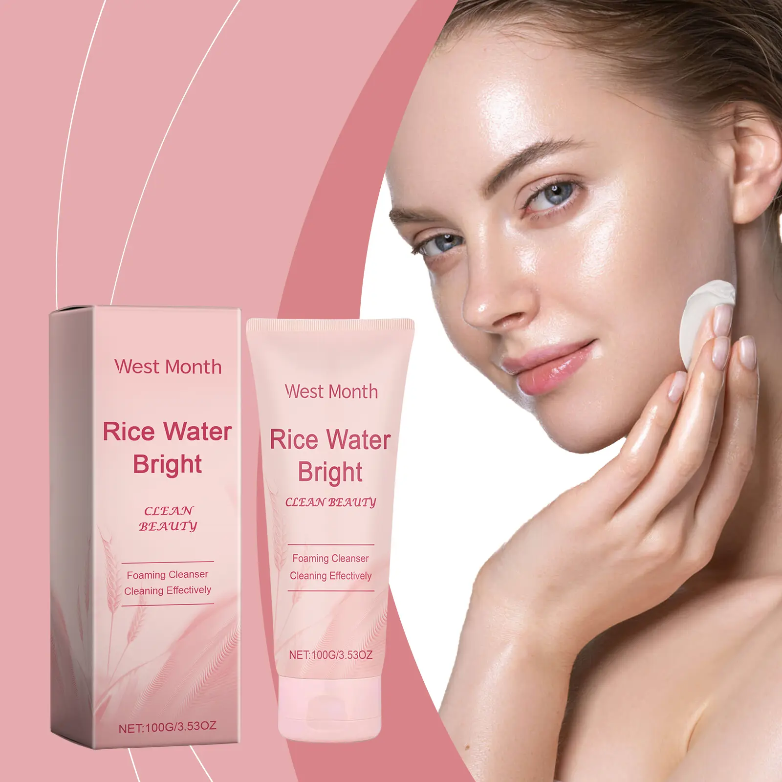 West&Month Rice Cleanser Review: My Honest Experience 2 Close up of West&Month Rice Cleanser being pumped onto a hand