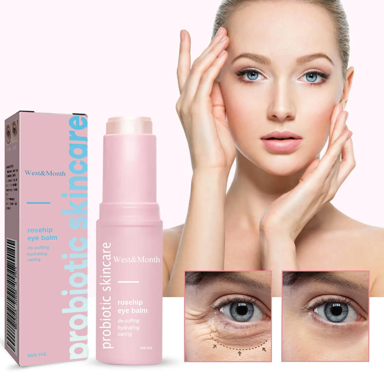 Rosehip Eye Cream Stick for Dark Circles & Firming - West&Month 2 rosehip eye cream stick moisturize light line West Month 036 1563