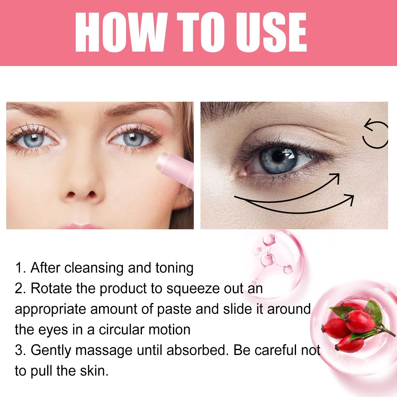 Rosehip Eye Cream Stick for Dark Circles & Firming - West&Month 4 rosehip eye cream stick moisturize light line West Month 036 1564