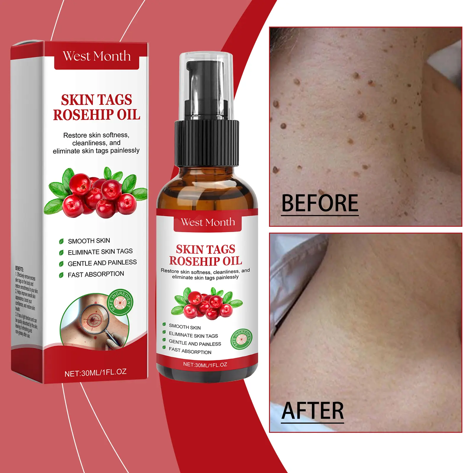 West&Month Rosehip Seed Oil Review: My Honest Thoughts After 4 Weeks 2 Close-up of a drop of West&Month Rosehip Seed Oil on fingertips