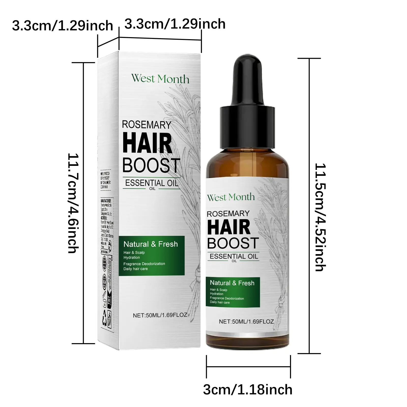 Rosemary Hair Oil for Dry Hair - Nourishing & Smoothing - West&Month 1 rosemary hair oil repair dry nourish thicken West Month 187 3457